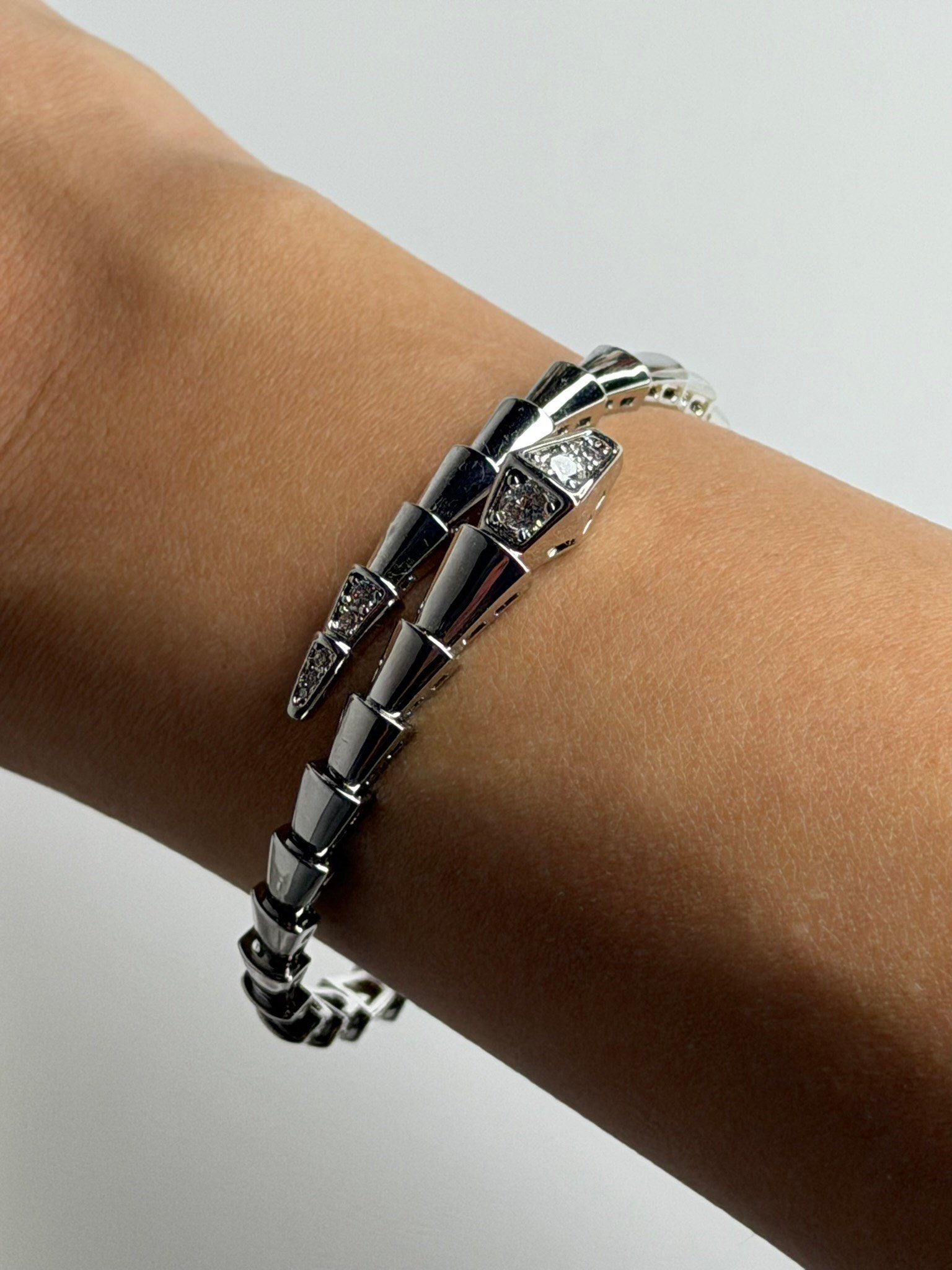 Serpentina Taşlı Silver Kelepçe