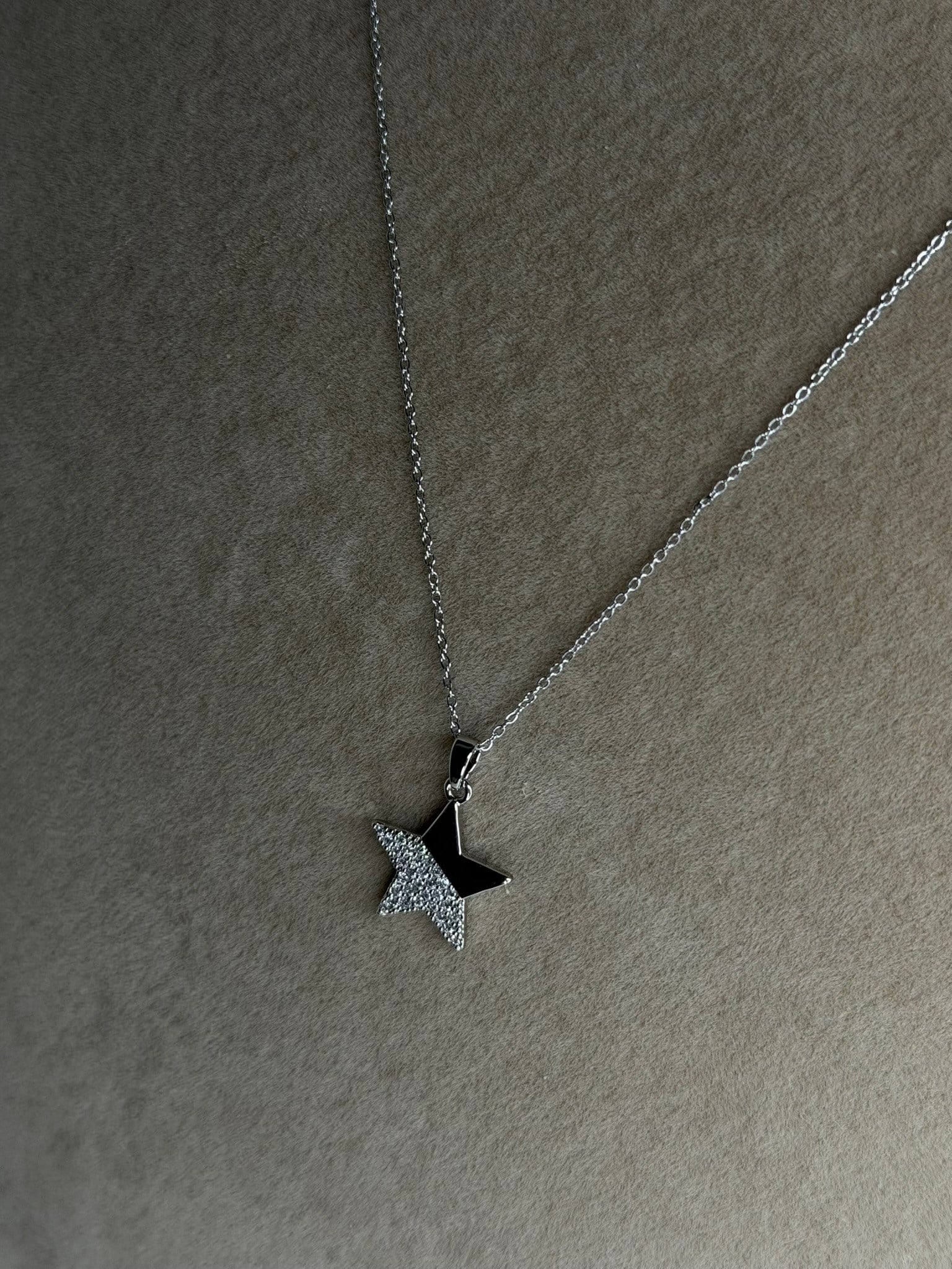 Silver Taşlı Star  Kolye 