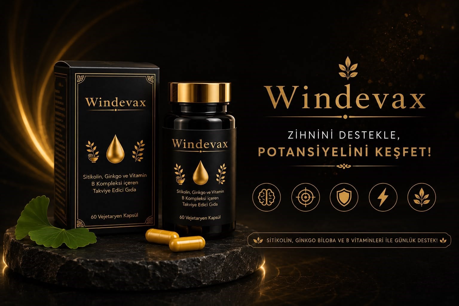 Windevax - Sitikolin ,Ginkgo ve Vitamin B Kompleksi İçeren Takviye Edici Gıda