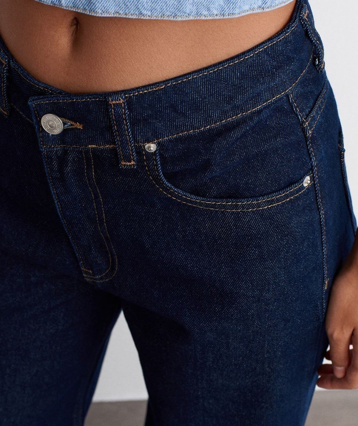%100 Pamuk Wide Leg Jean - Lacivert