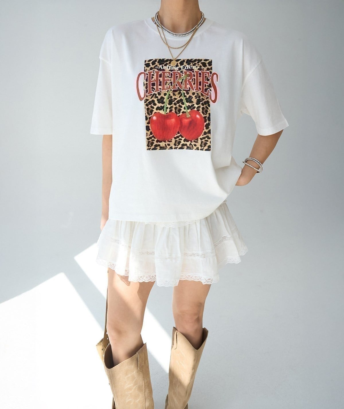 Baskılı Tişört – Krem