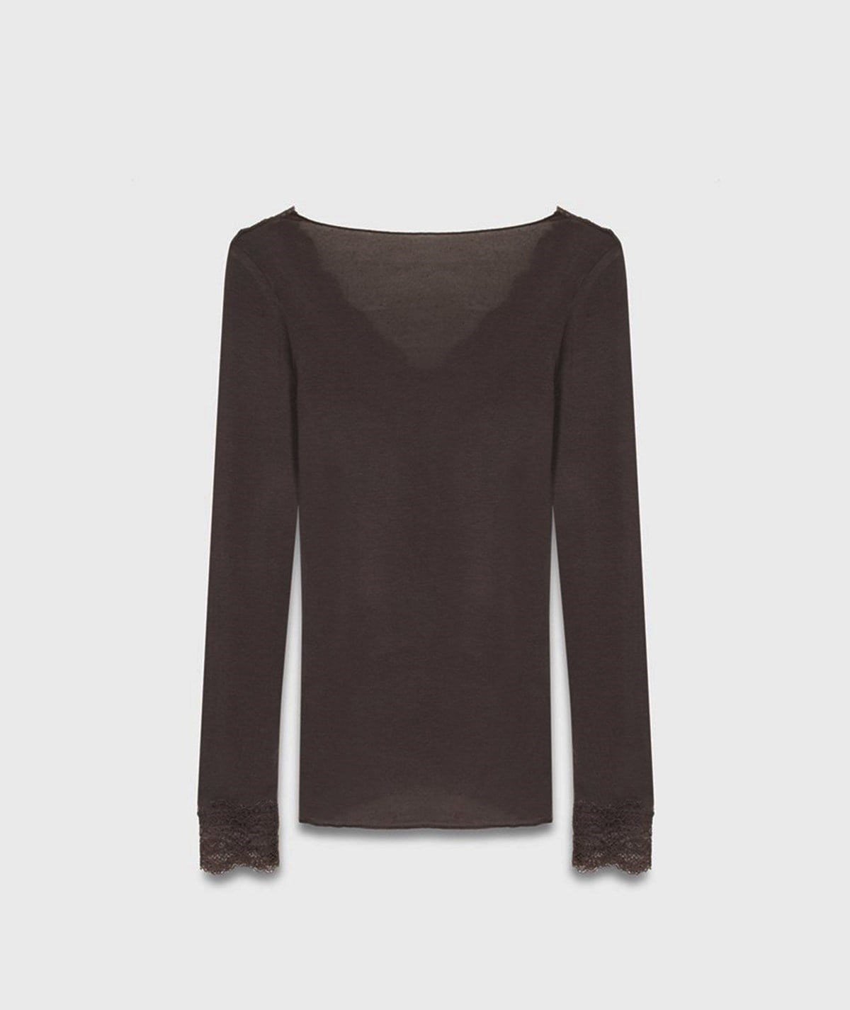 Dantelli Kaşmir Bluz – Kahve