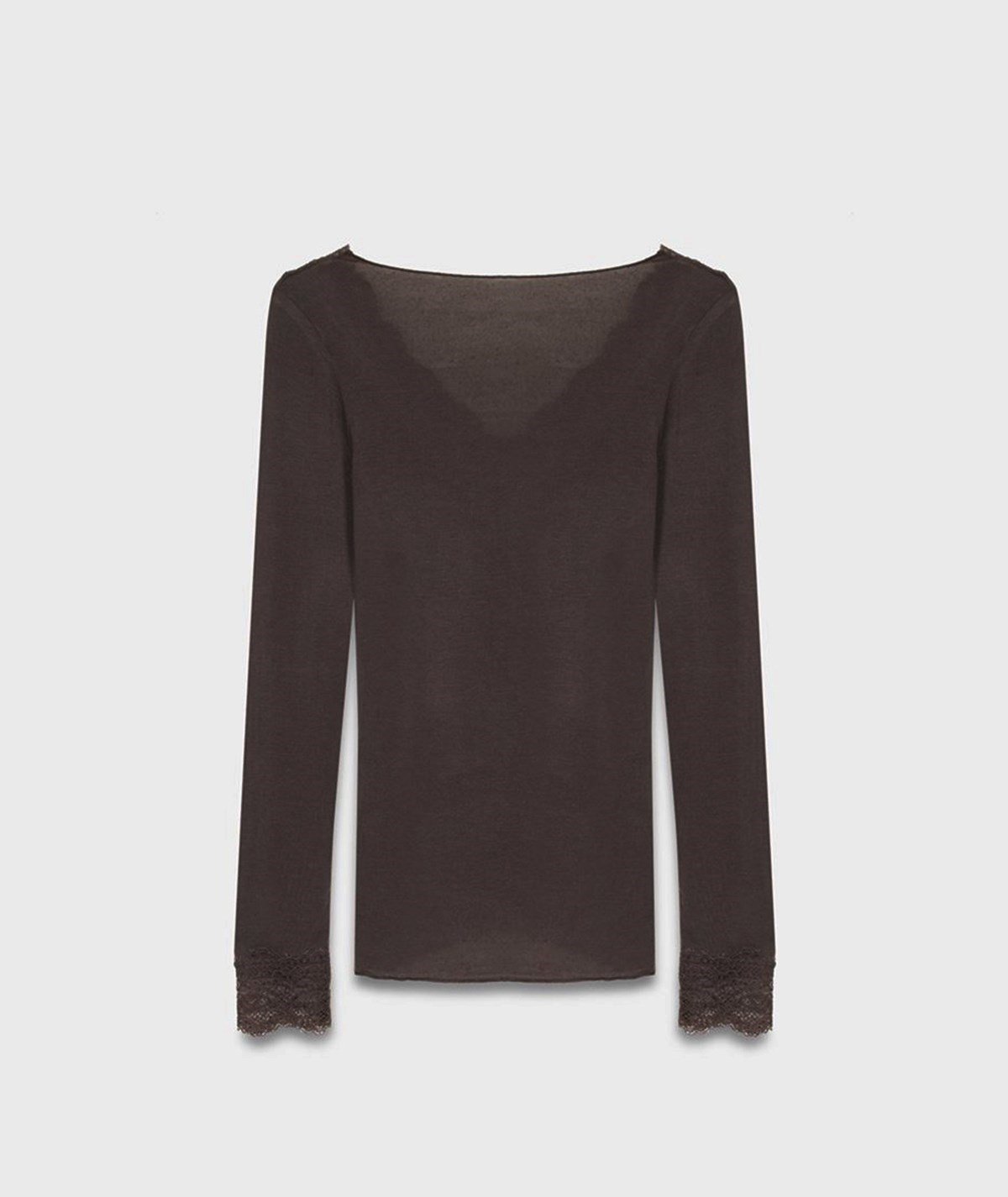Dantelli Kaşmir Bluz – Kahve