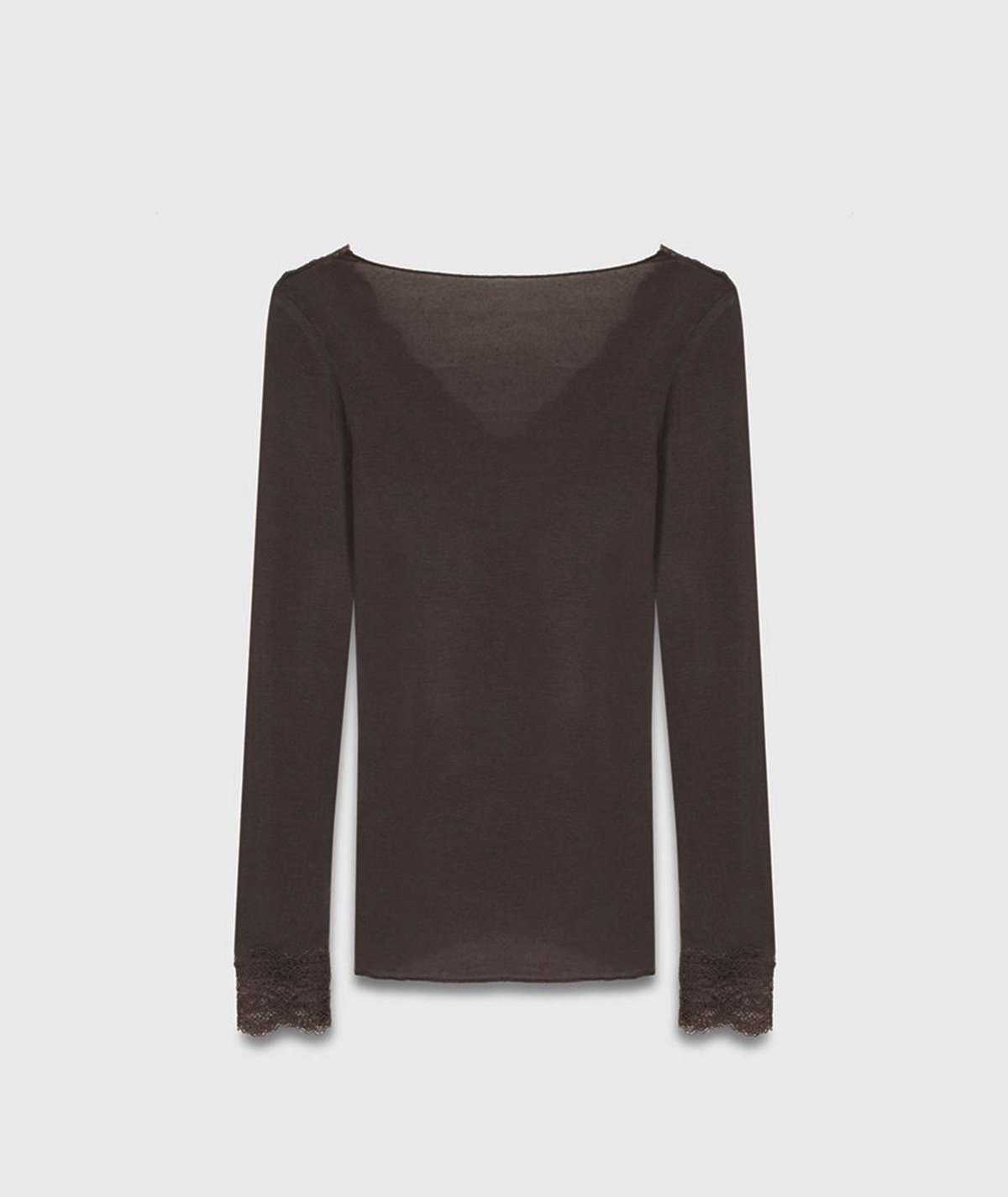 Dantelli Kaşmir Bluz – Kahve