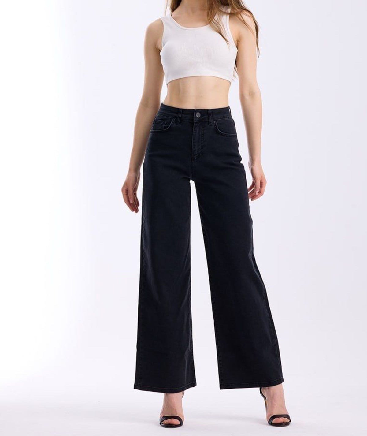 Geniş Paça Jean Siyah