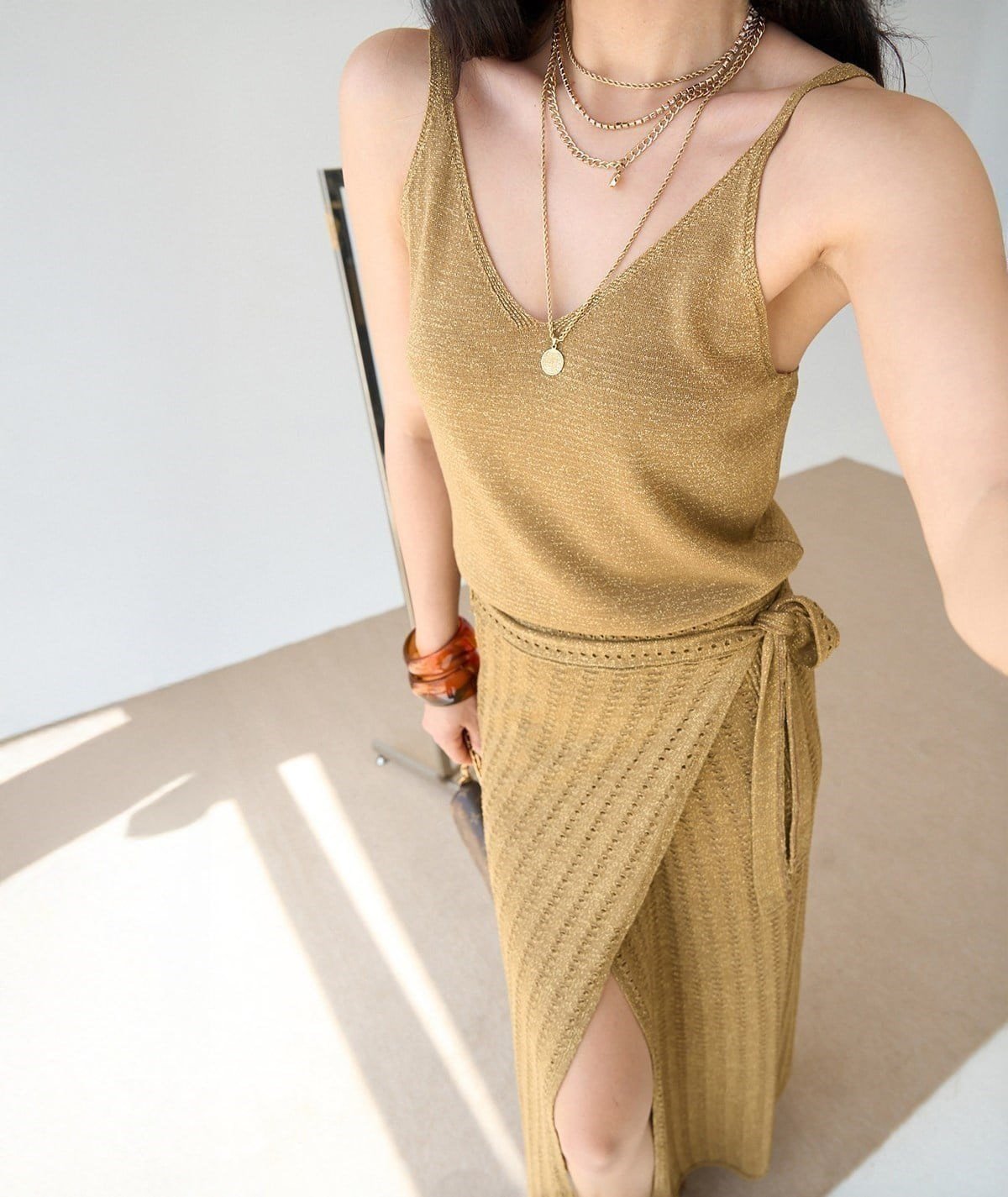 İp Askılı Simli Bluz
