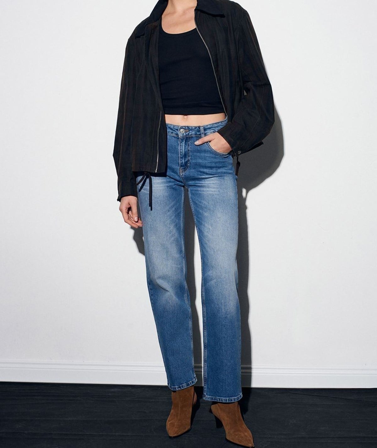 Likralı Wide Leg Jean – Mavi