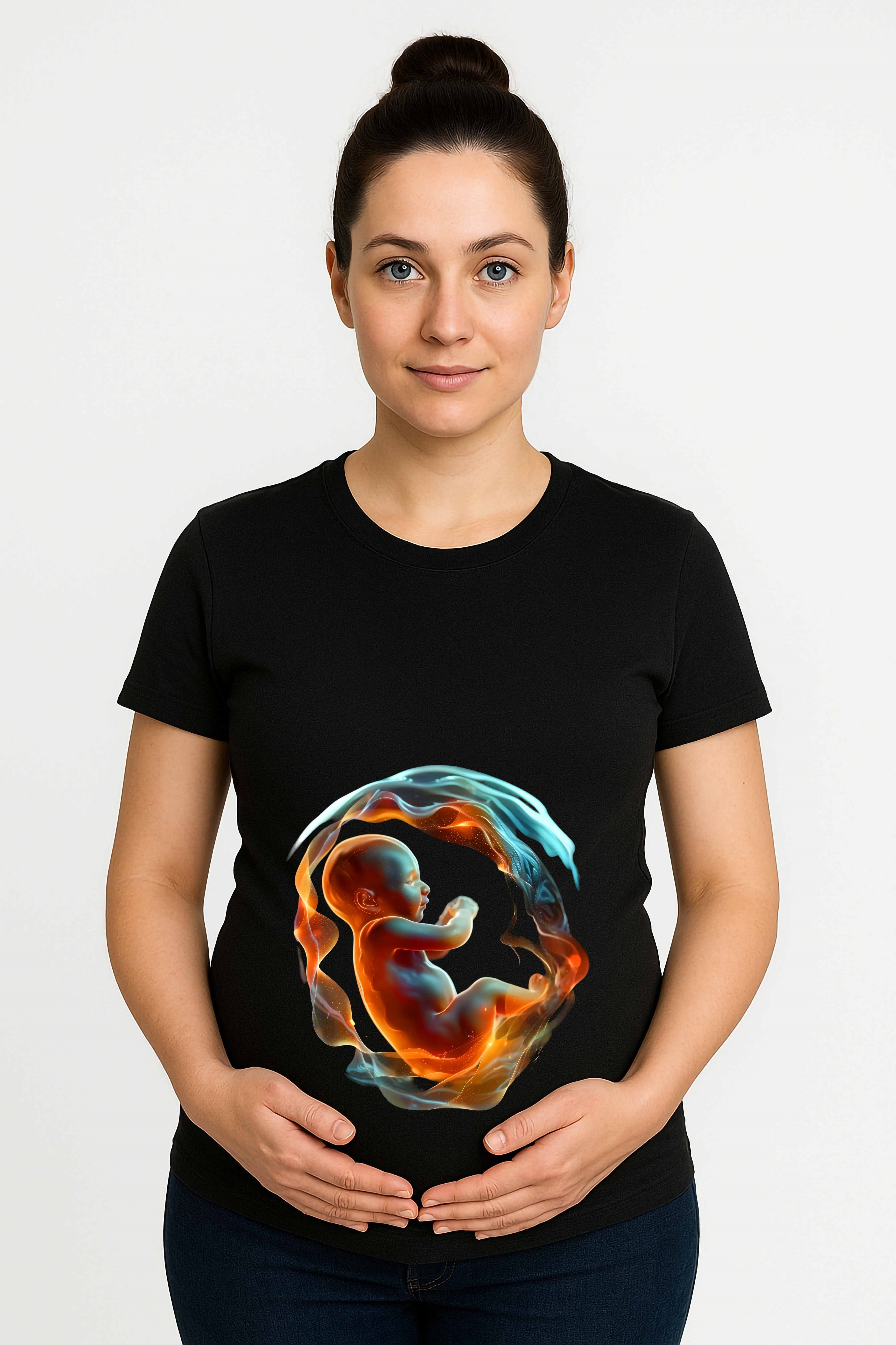 hamile Baskılı kadın tshirt pamuklu penye kumaş