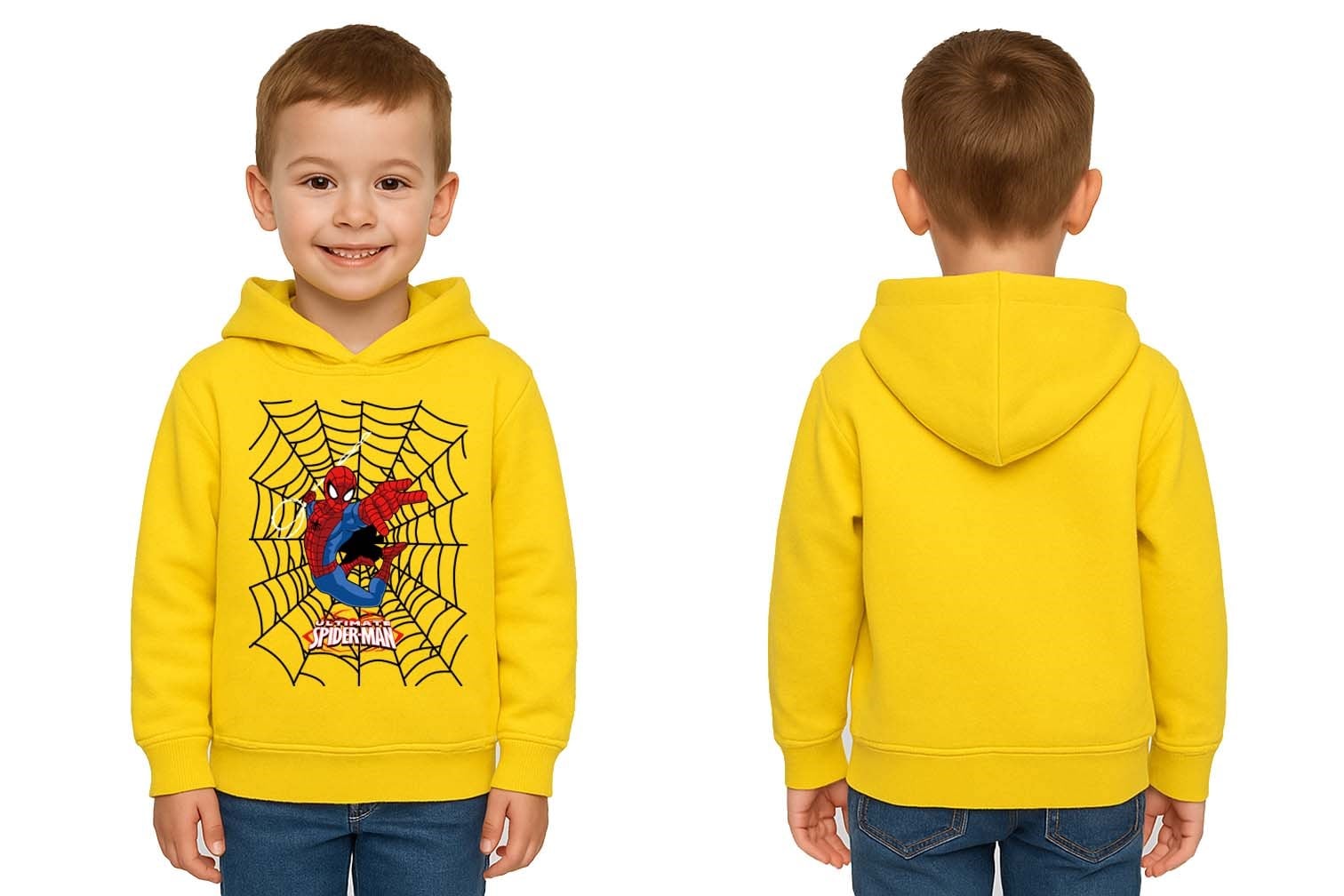Spiderman baskılı örümcek adam kapüşonlu pamuklu kumaş çocuk sweatshirt