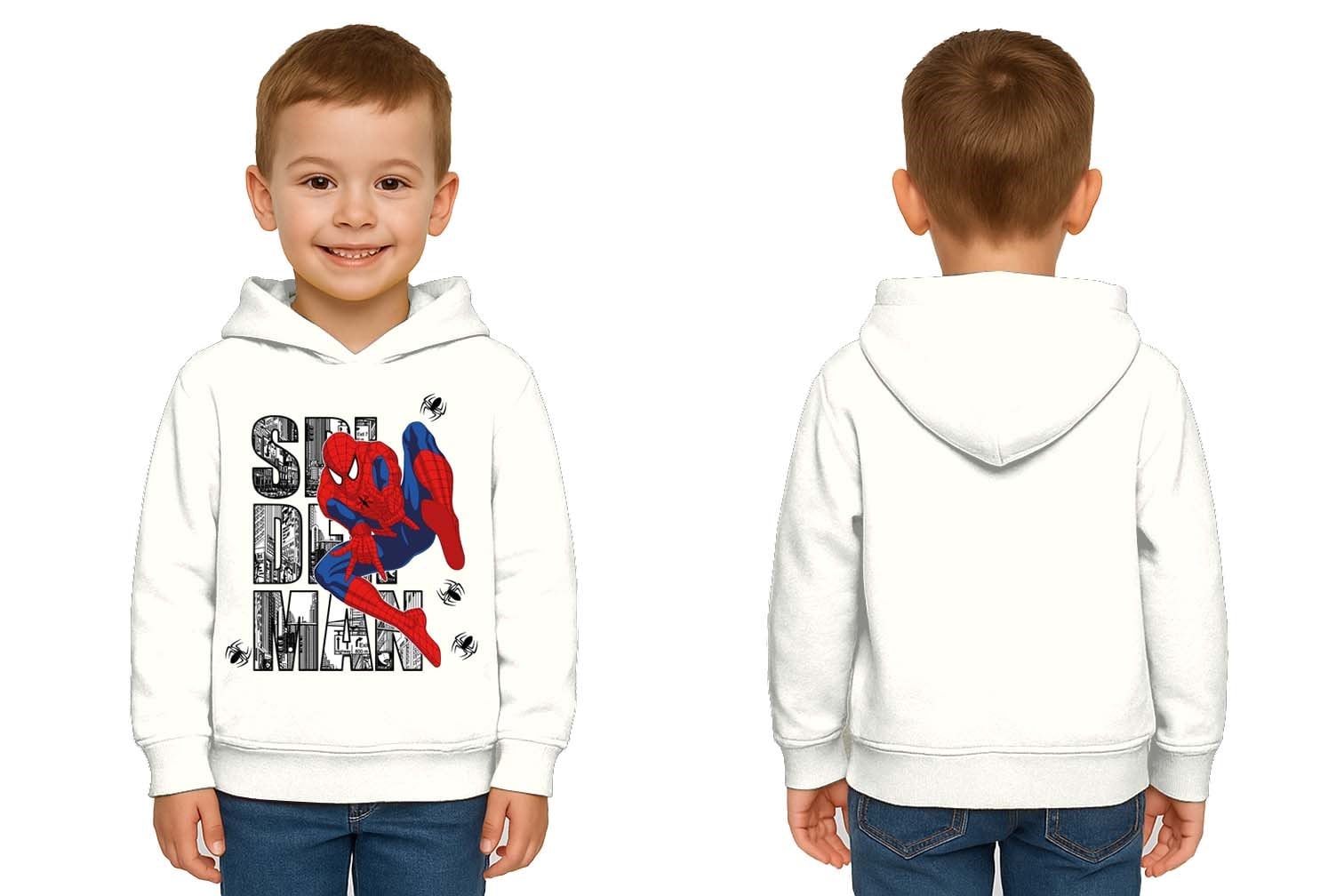 Spiderman baskılı örümcek adam kapüşonlu pamuklu kumaş çocuk sweatshirt
