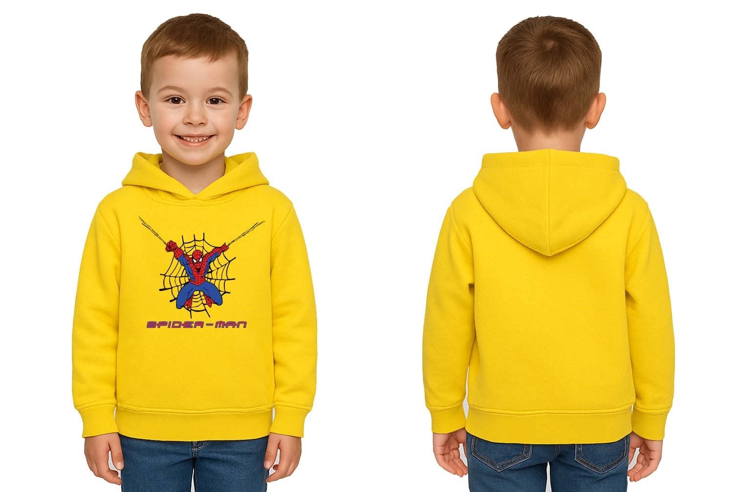 Spiderman baskılı örümcek adam kapüşonlu pamuklu kumaş çocuk sweatshirt
