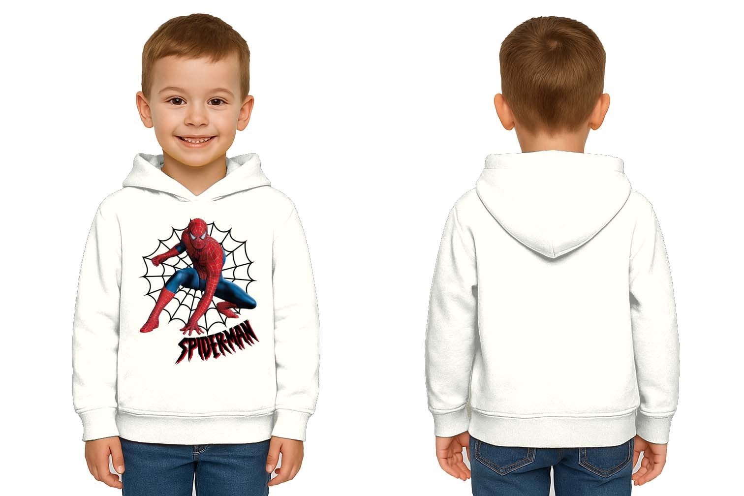 Spiderman baskılı örümcek adam kapüşonlu pamuklu kumaş çocuk sweatshirt