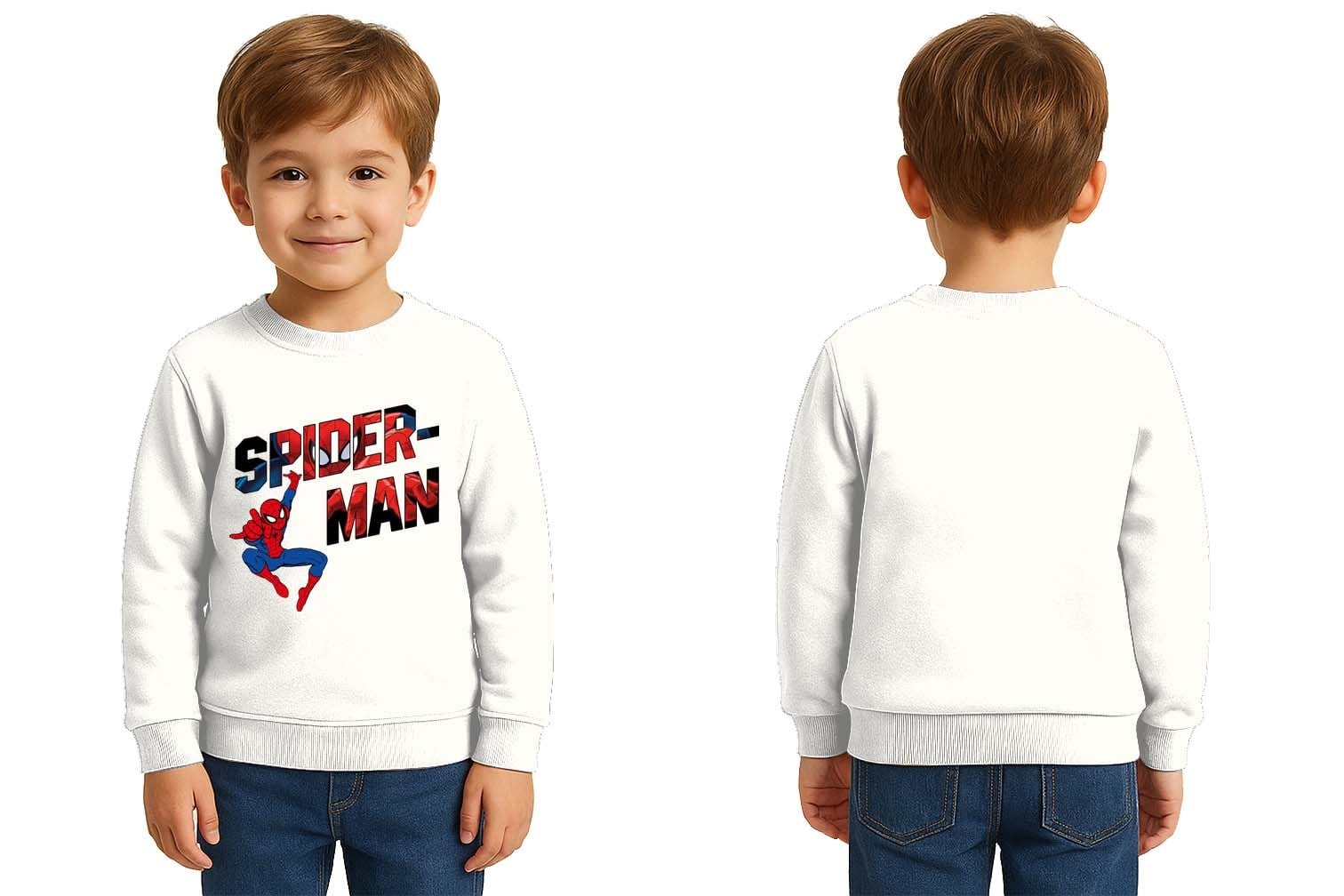 Spiderman baskılı örümcek adam pamuklu kumaş çocuk sweatshirt