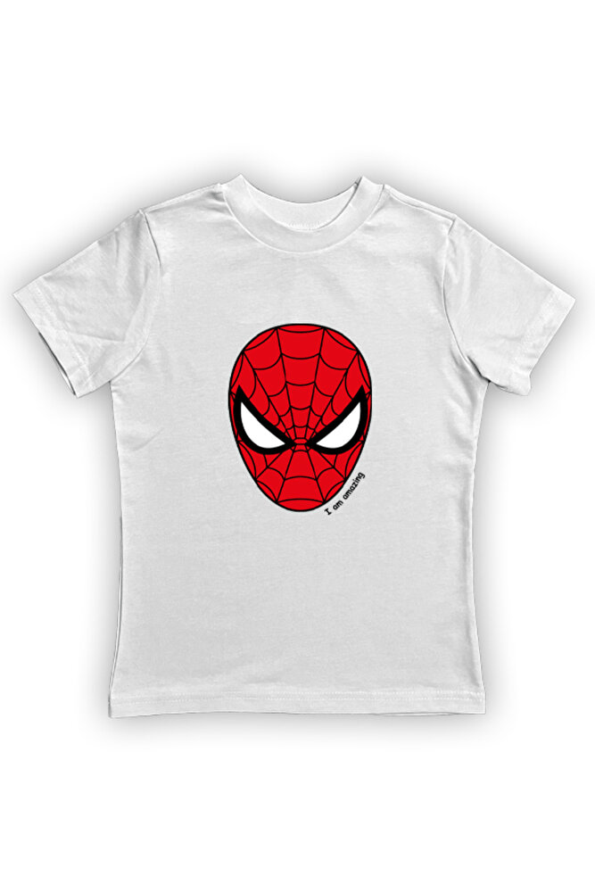 Spiderman baskılı örümcek adam pamuklu penye kumaş yazlık çocuk tişört