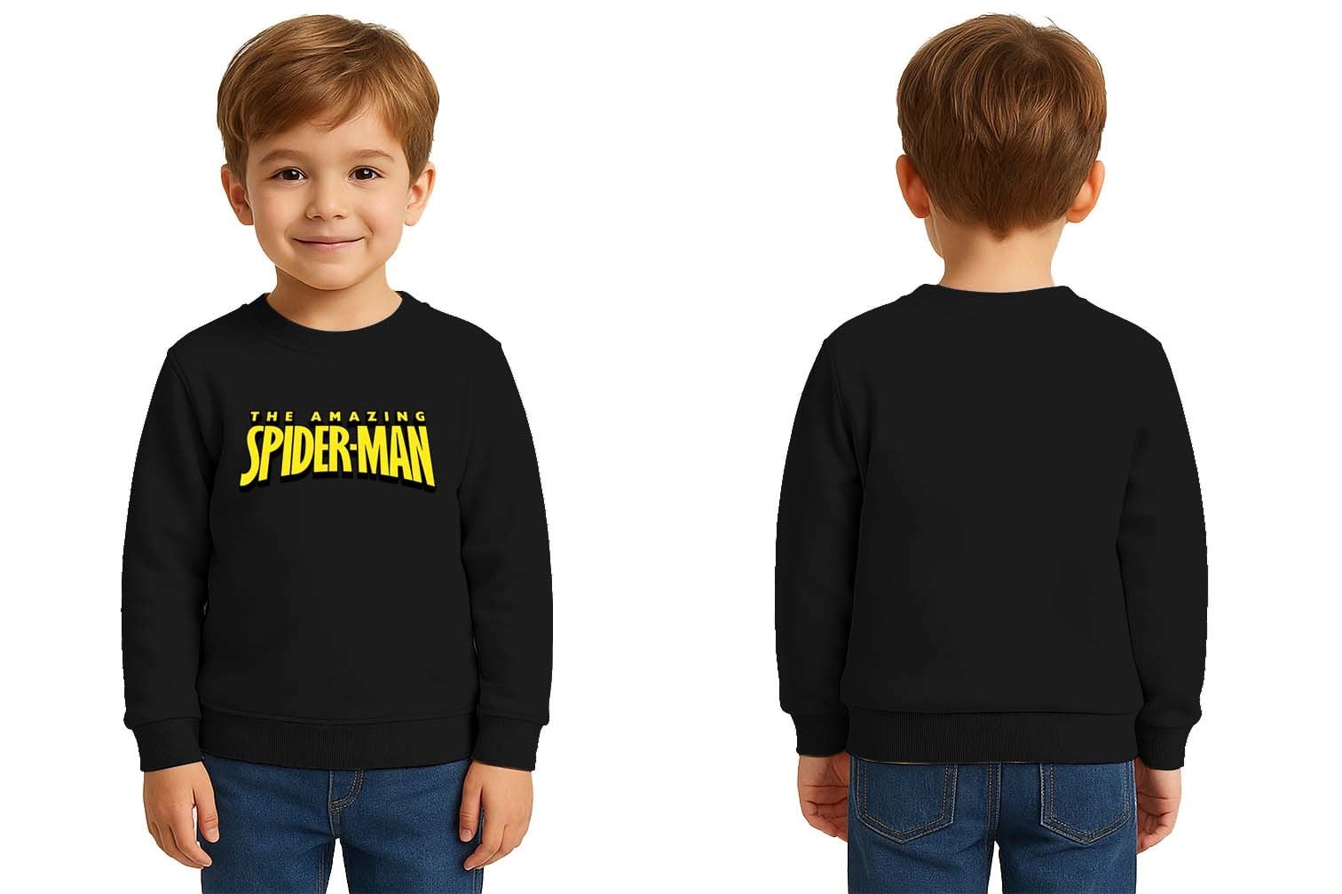 Spiderman baskılı örümcek adam pamuklu kumaş çocuk sweatshirt