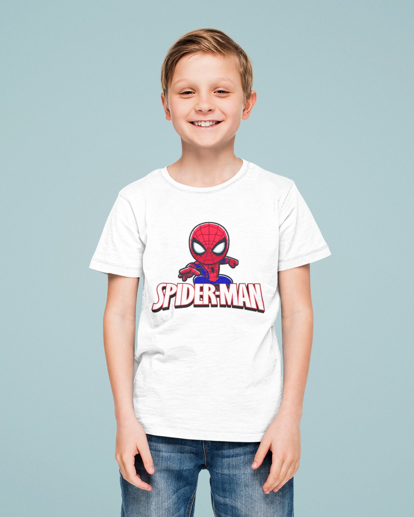 Spiderman baskılı örümcek adam pamuklu penye kumaş yazlık çocuk tişört