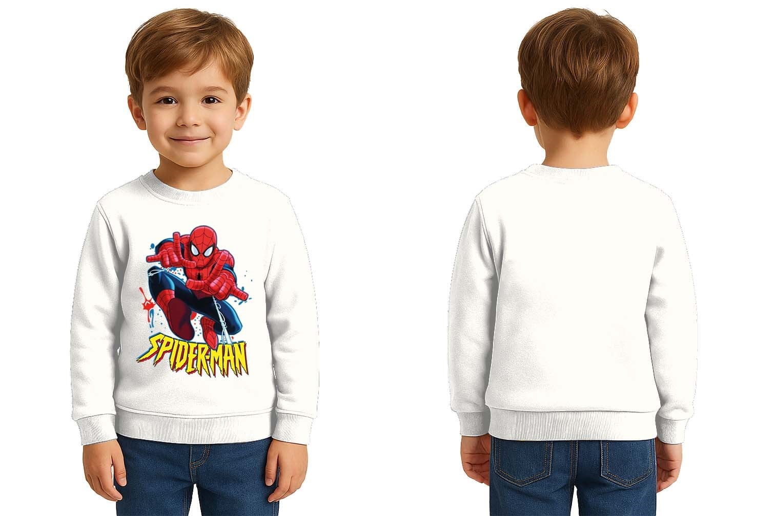 Spiderman baskılı örümcek adam pamuklu kumaş çocuk sweatshirt