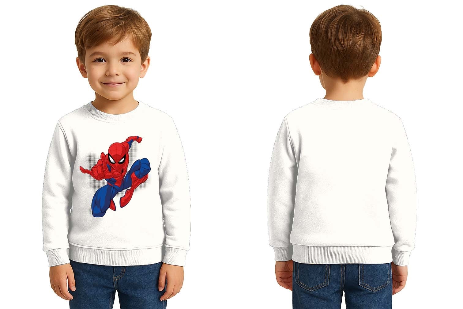 Spiderman baskılı örümcek adam pamuklu kumaş çocuk sweatshirt