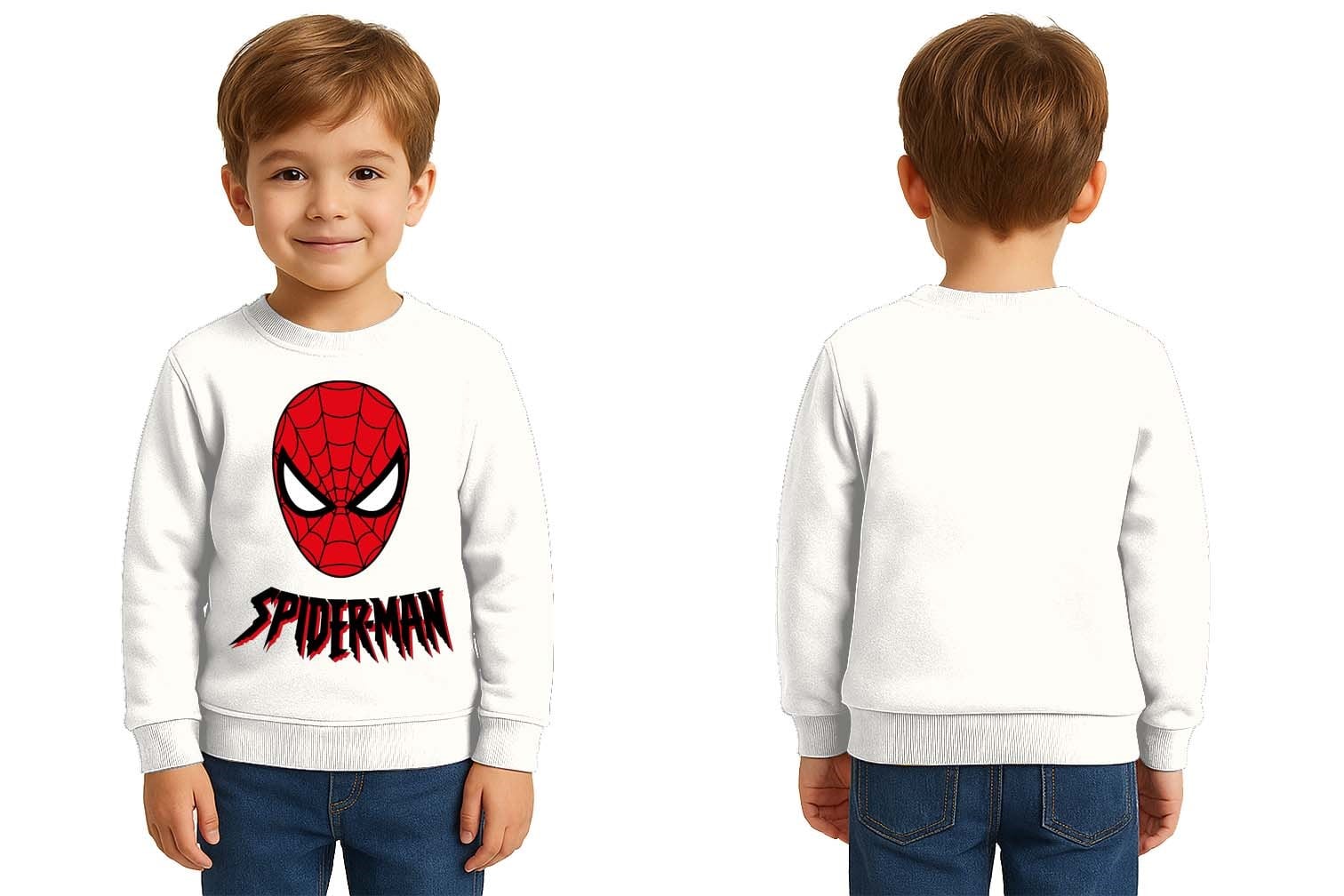 Spiderman baskılı örümcek adam pamuklu kumaş çocuk sweatshirt