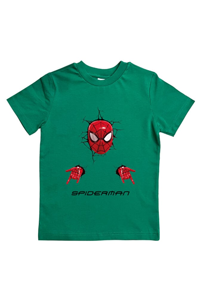 Spiderman baskılı örümcek adam pamuklu penye kumaş yazlık çocuk tişört