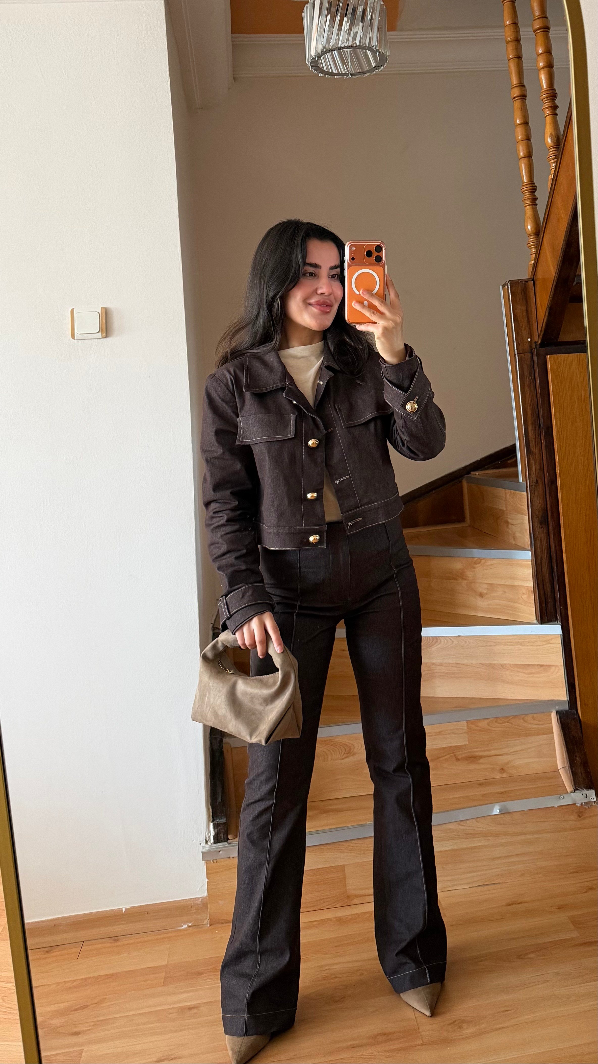 Kahve Denim Takım 