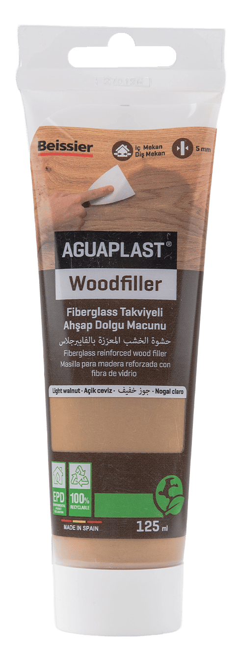 Aguaplast - Açık Ceviz Fiberglass Katkılı Ahşap Dolgu Tamir Macunu 125 ml