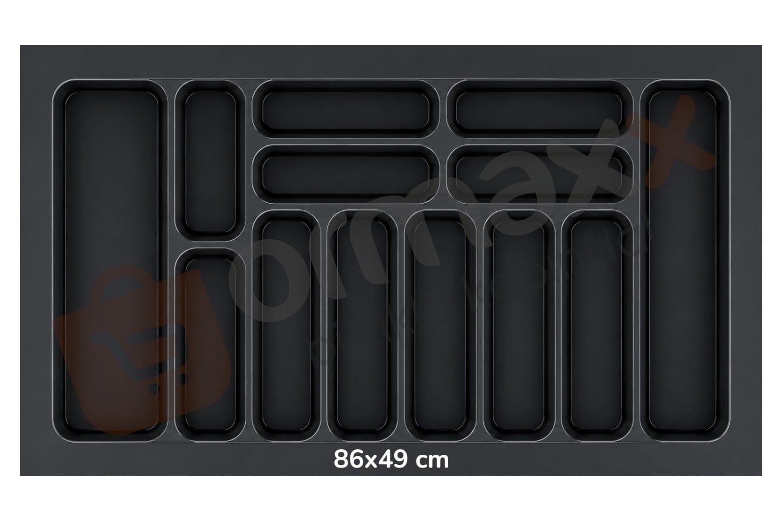 Çekmece İçi Lüks Plastik Kaşıklık 86*49 cm Antrasit {13 Göz En:785 mm Derinlik:400 mm Kesilebilir}
