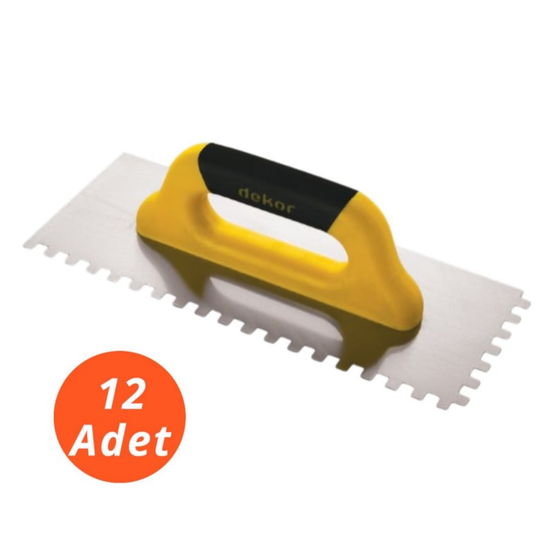 Dekor/Hassan 410 Seramik Malası 30 cm - 12'li Paket Kapalı Plastik Saplı 4x4 mm Kare Dişli - Yay Çeliği