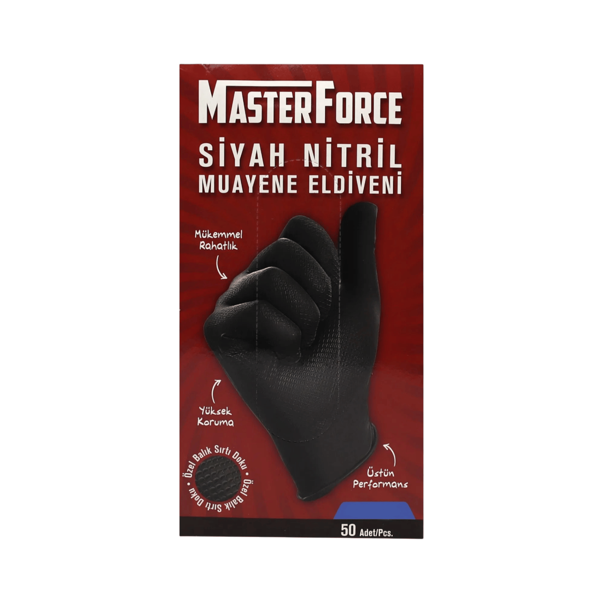 Master Force Siyah Nitril Muayene Eldiveni Extra Large