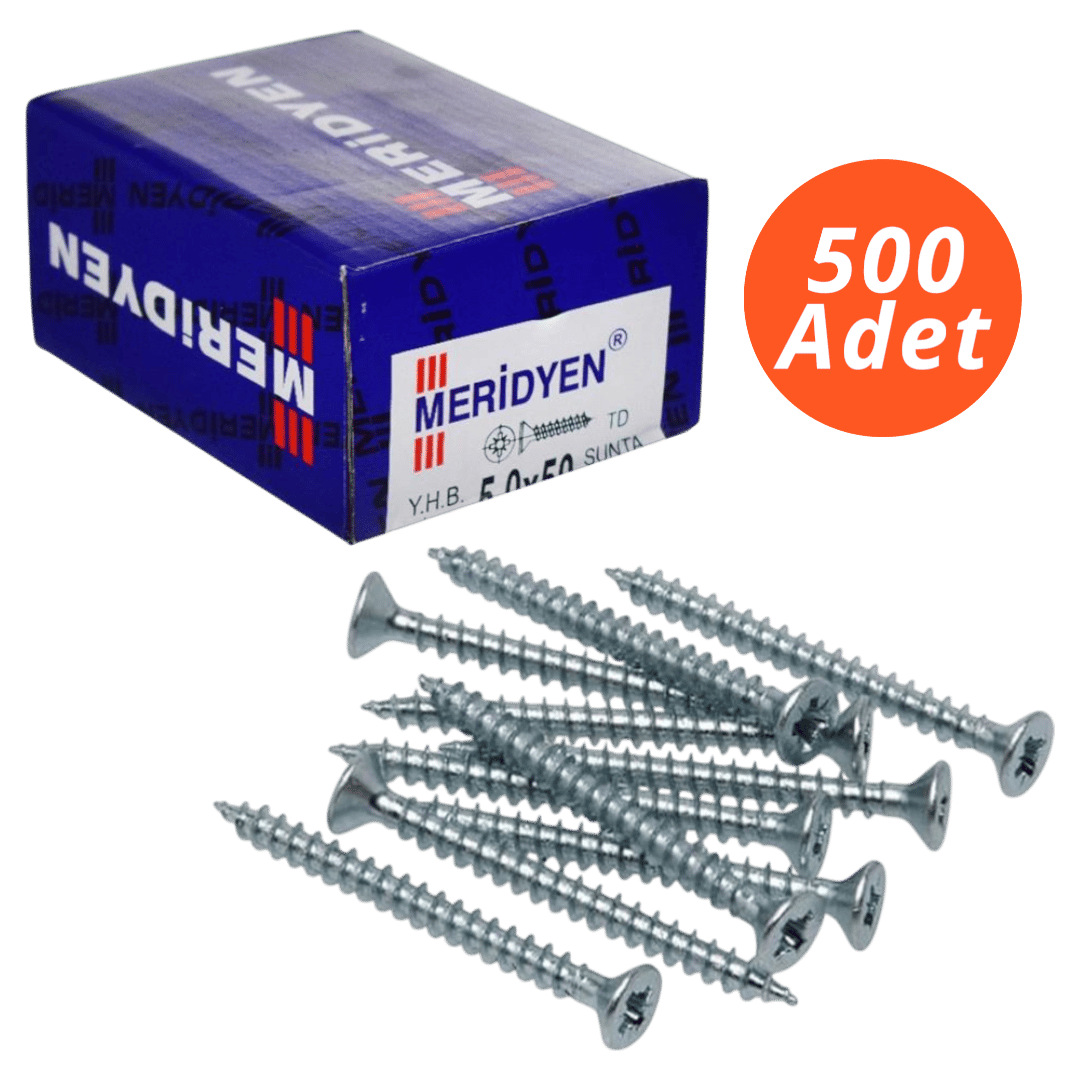 Meridyen Sunta Vidası 6,0*150 mm 500 Adet Tam Diş - PZ 3 Bits Uç ile Kullanılır