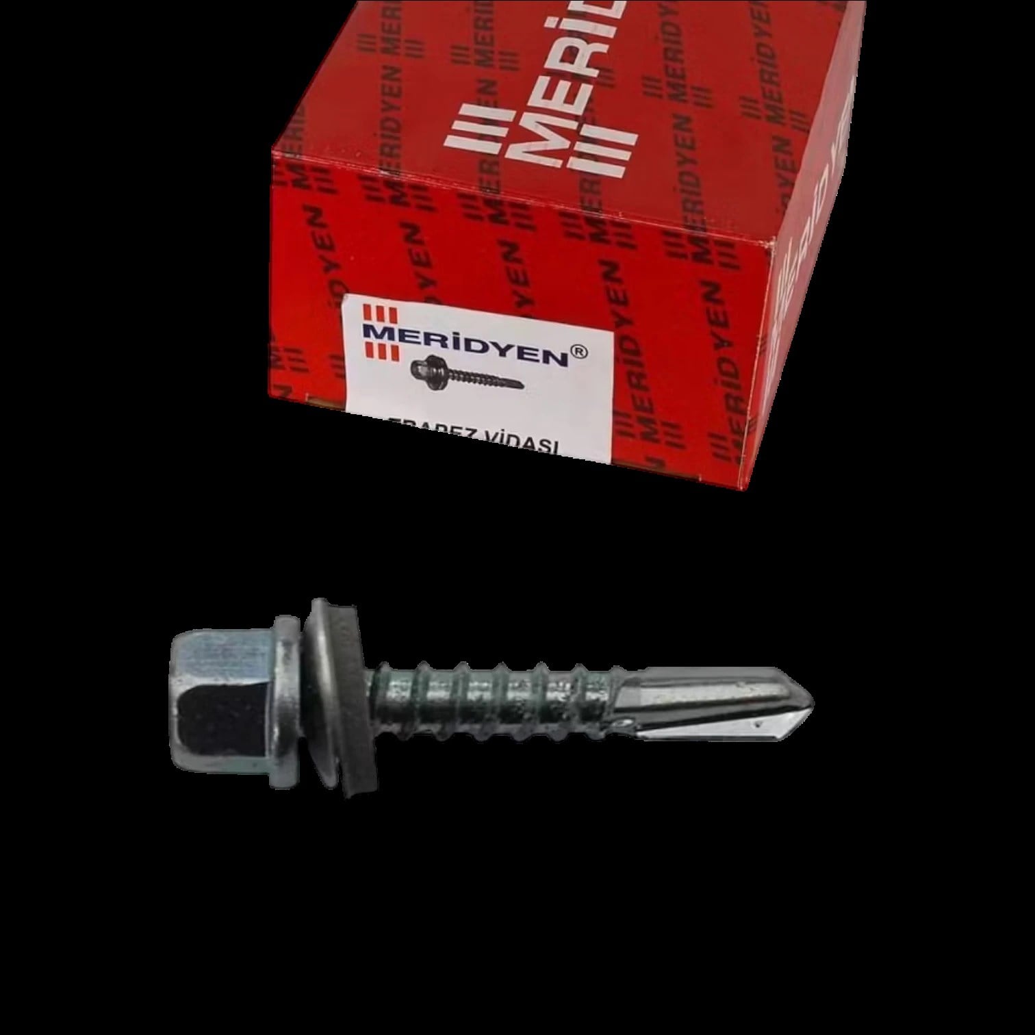 Meridyen Trapez Çatı Vidası 5,5*25 Matkap Uçlu 500'lü Paket *12P - 8 mm Somun Adaptörü ile Kullanılır