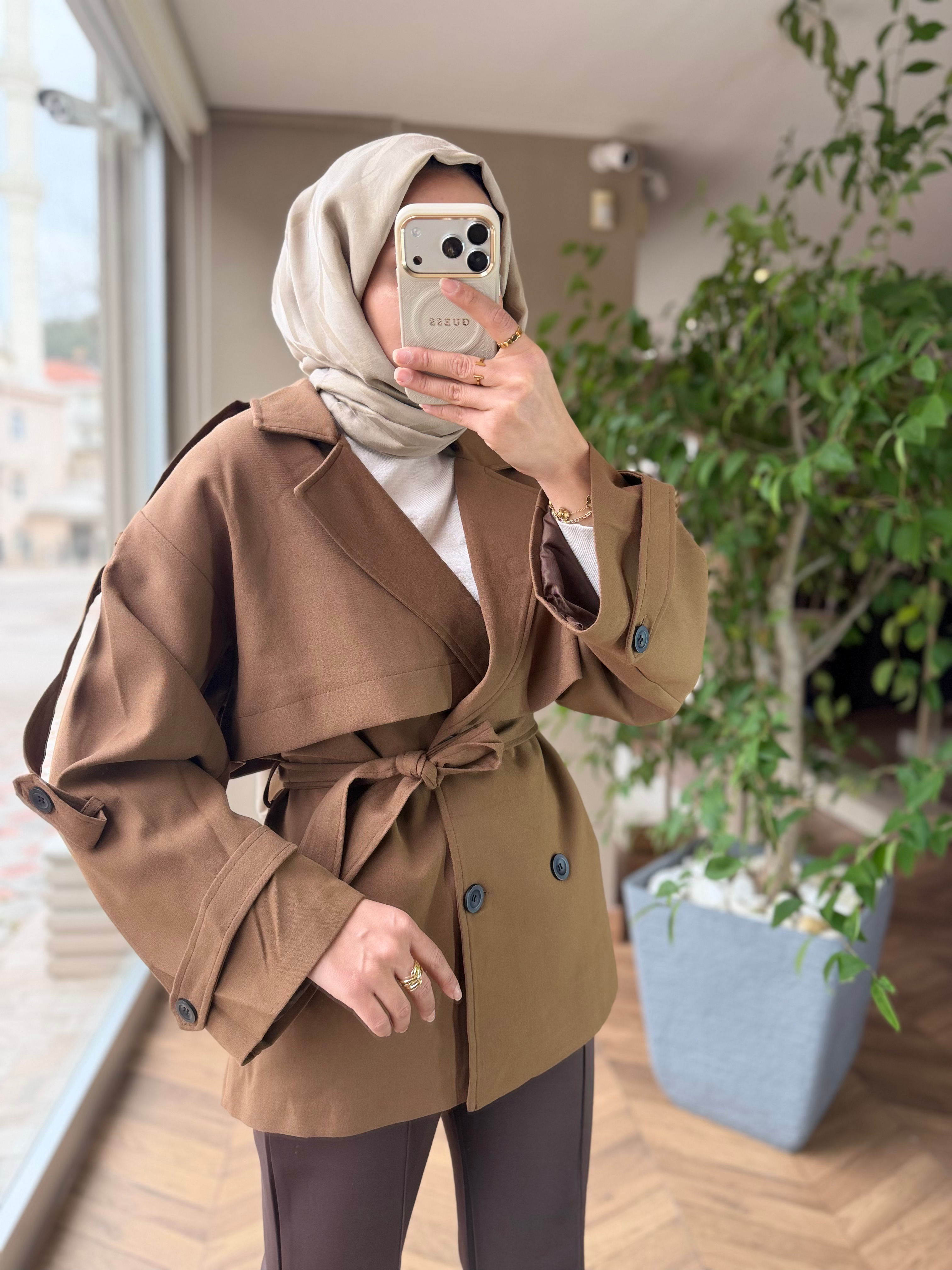 City Line Kısa Trenç | Taba