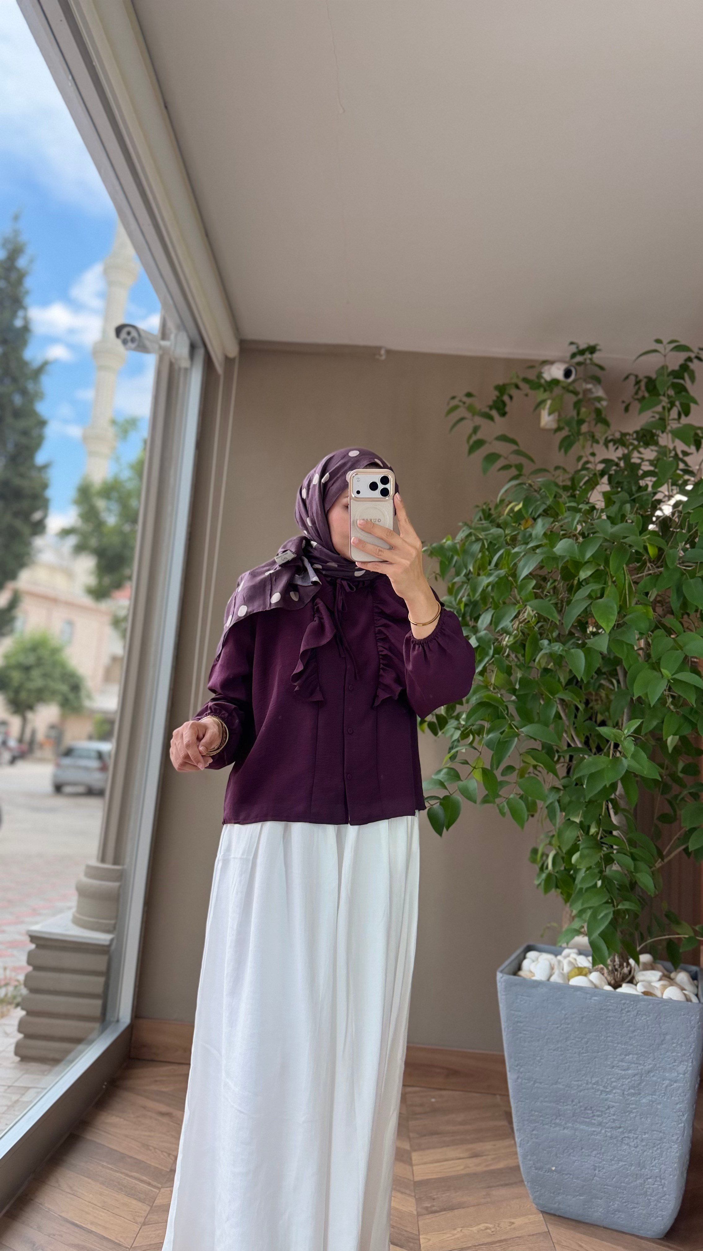 Lorena Fırfır Detaylı Gömlek | Bordo