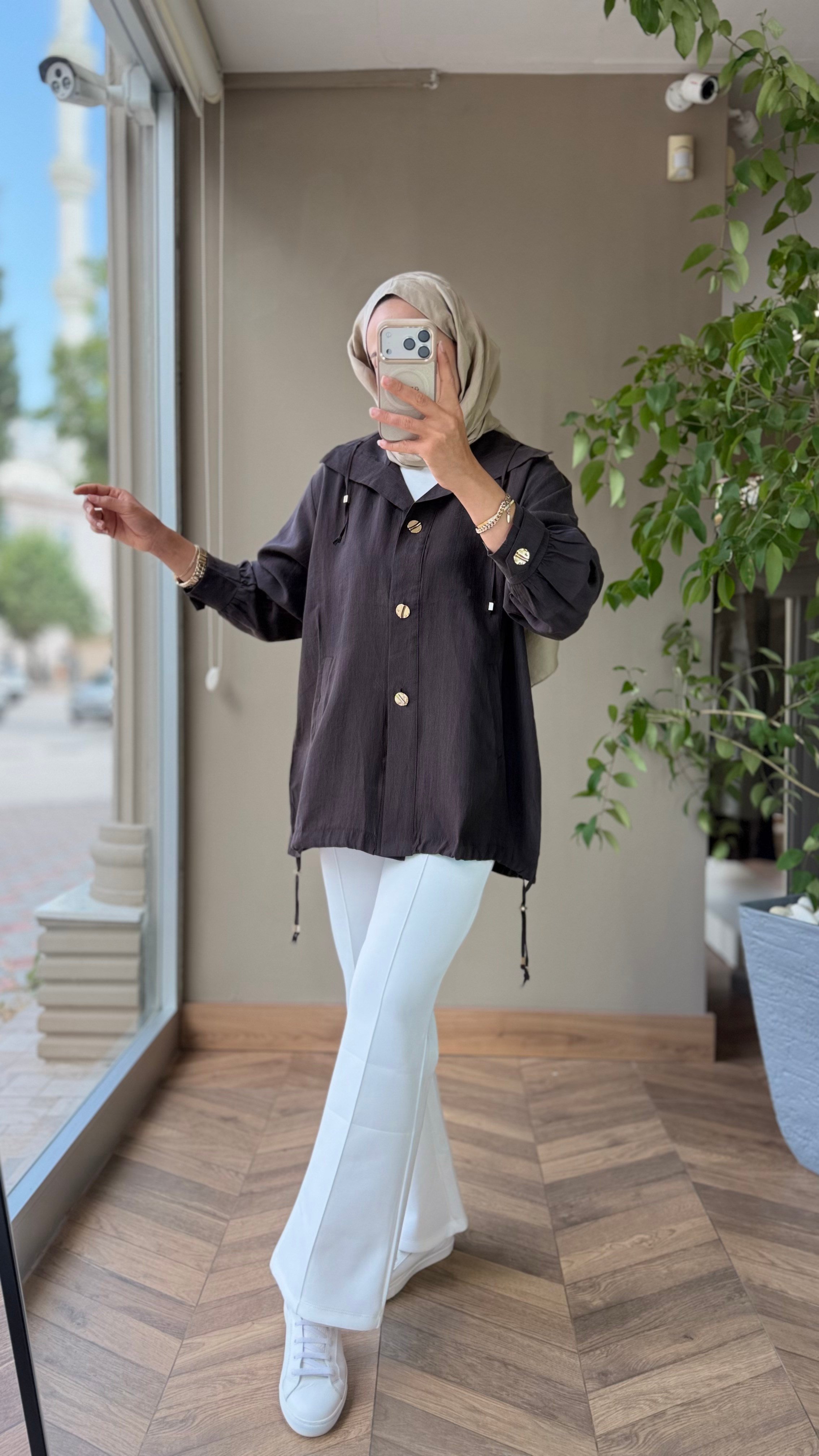 MİLANO Bağcıklı Tencel Ceket | Kahverengi