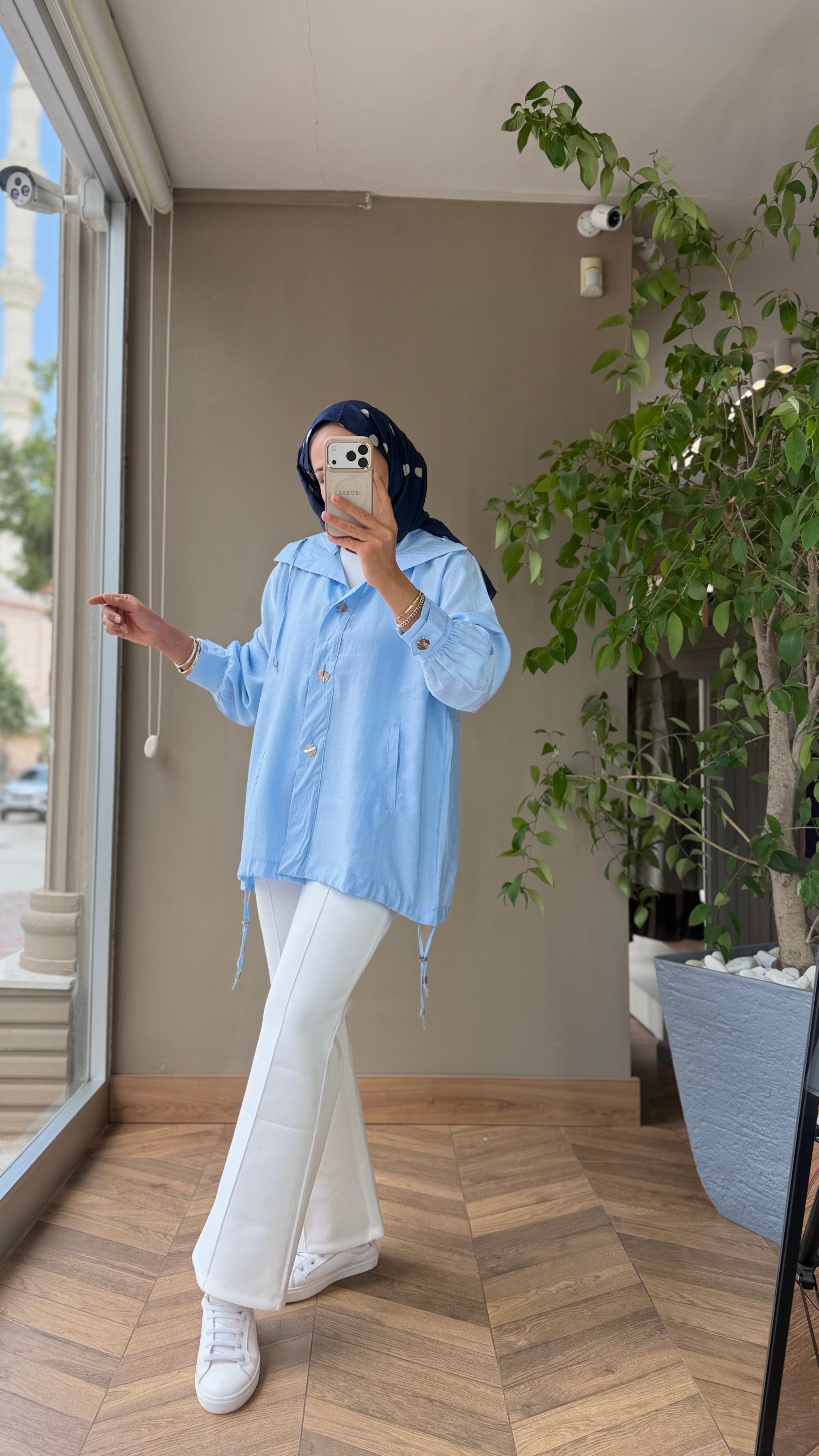 MİLANO Bağcıklı Tencel Ceket | Mavi