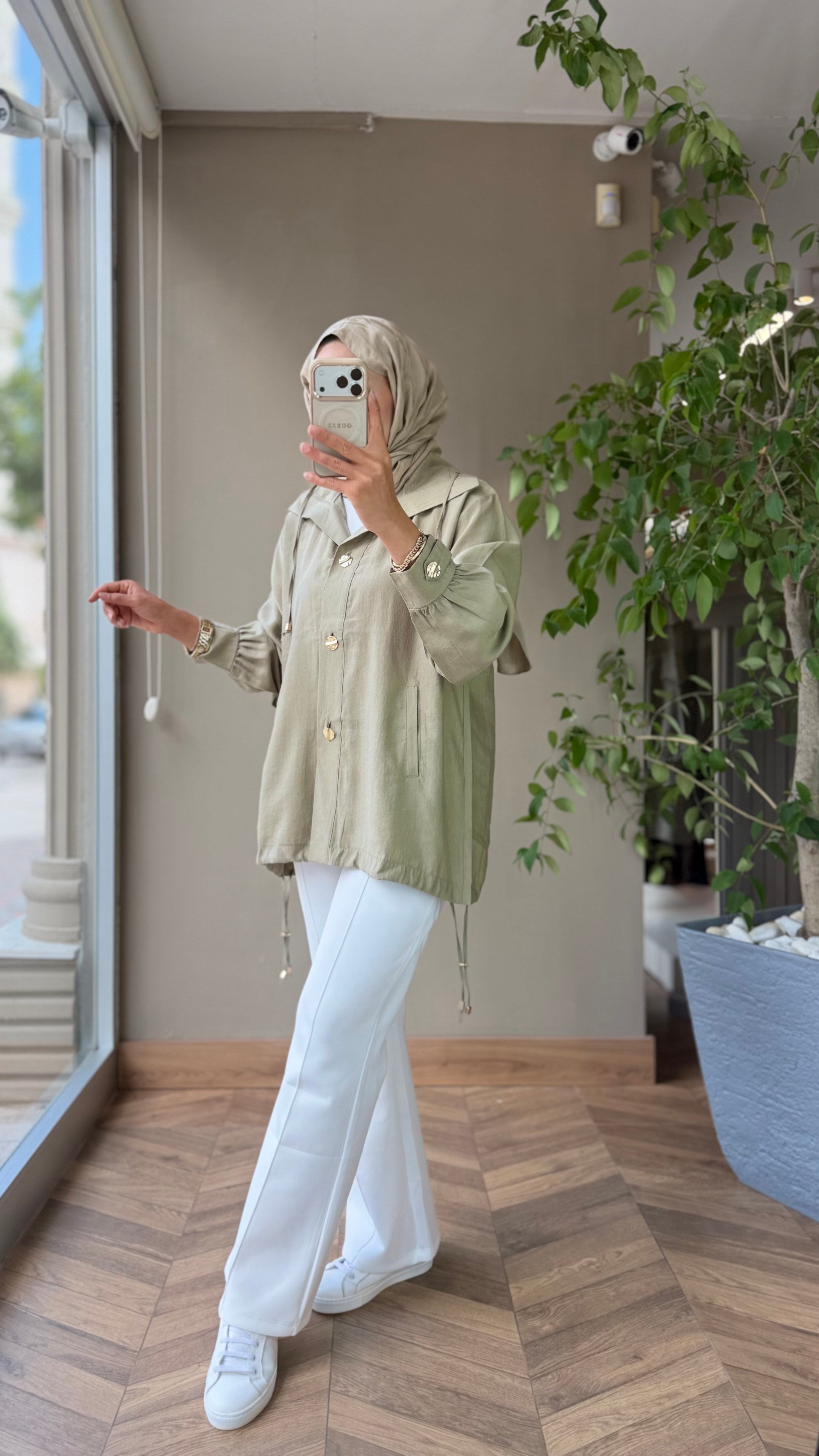 MİLANO Bağcıklı Tencel Ceket | Yeşil