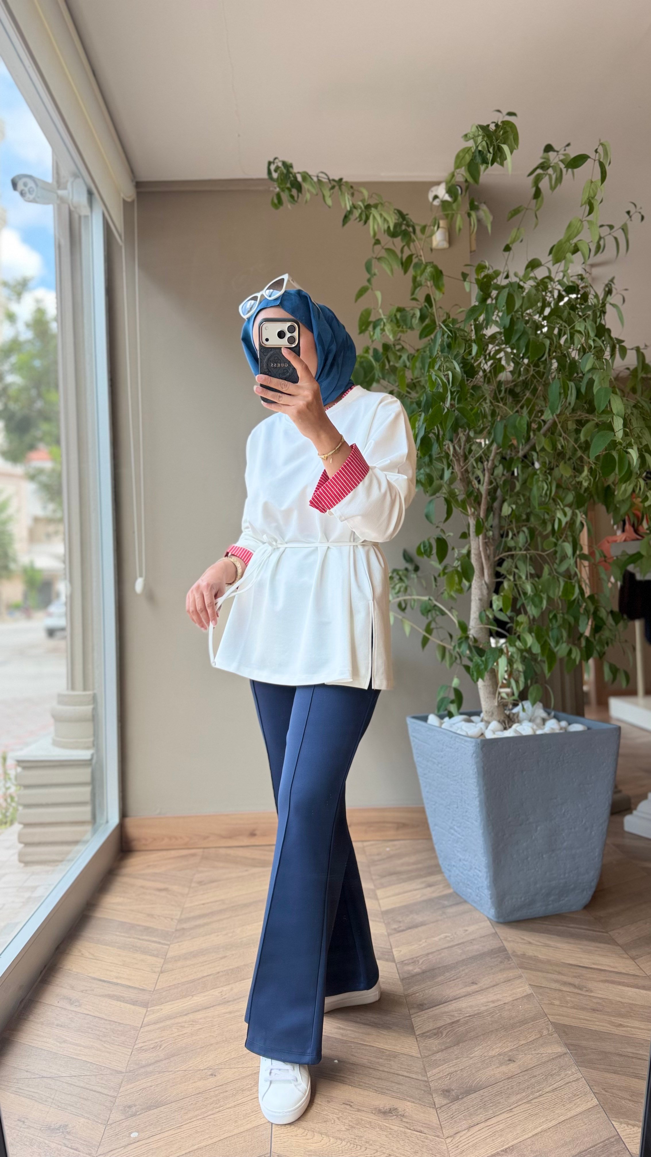 NOREVA Garni Detaylı Tunik | Beyaz