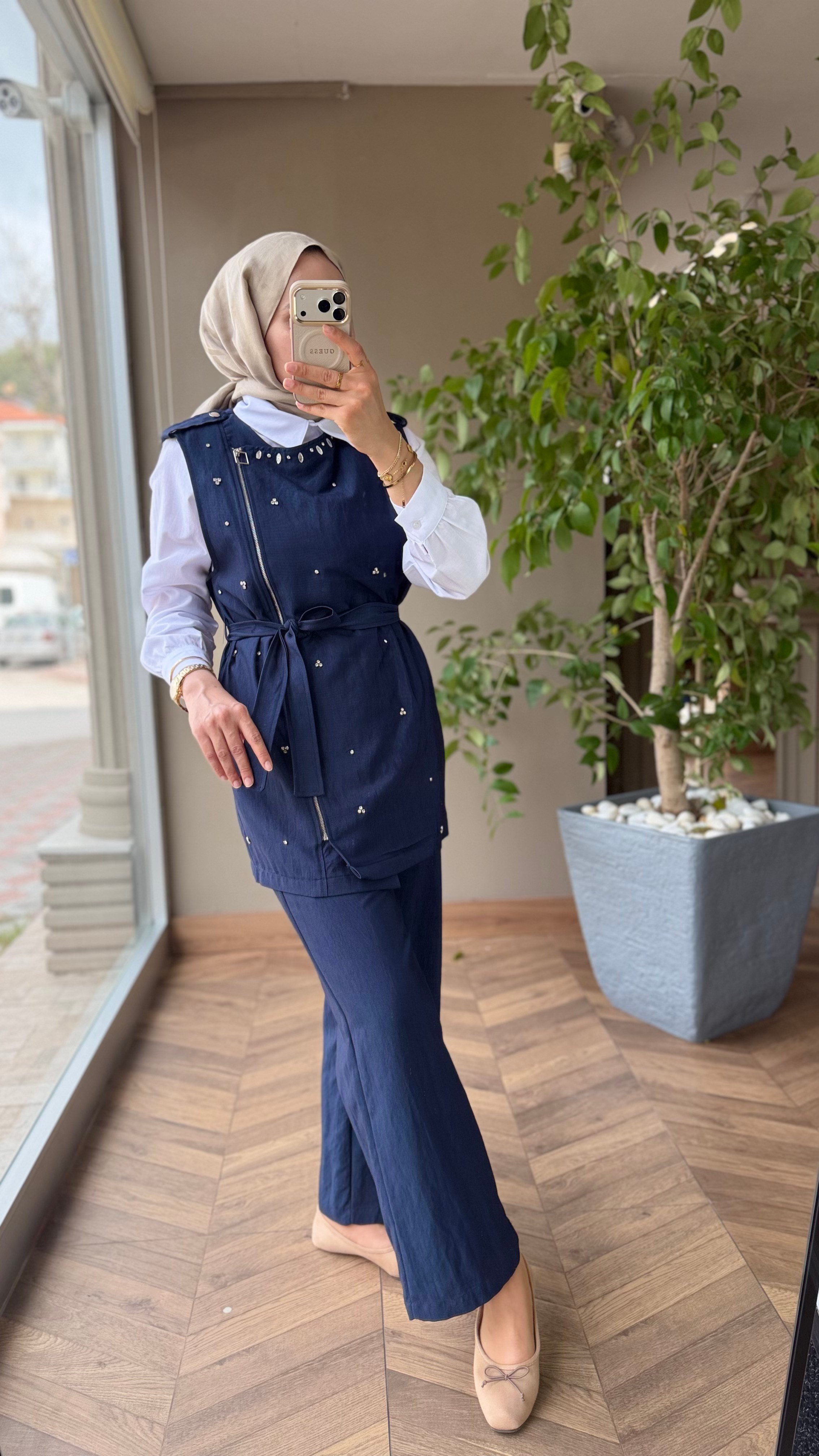 Taş Detaylı Takım | Lacivert