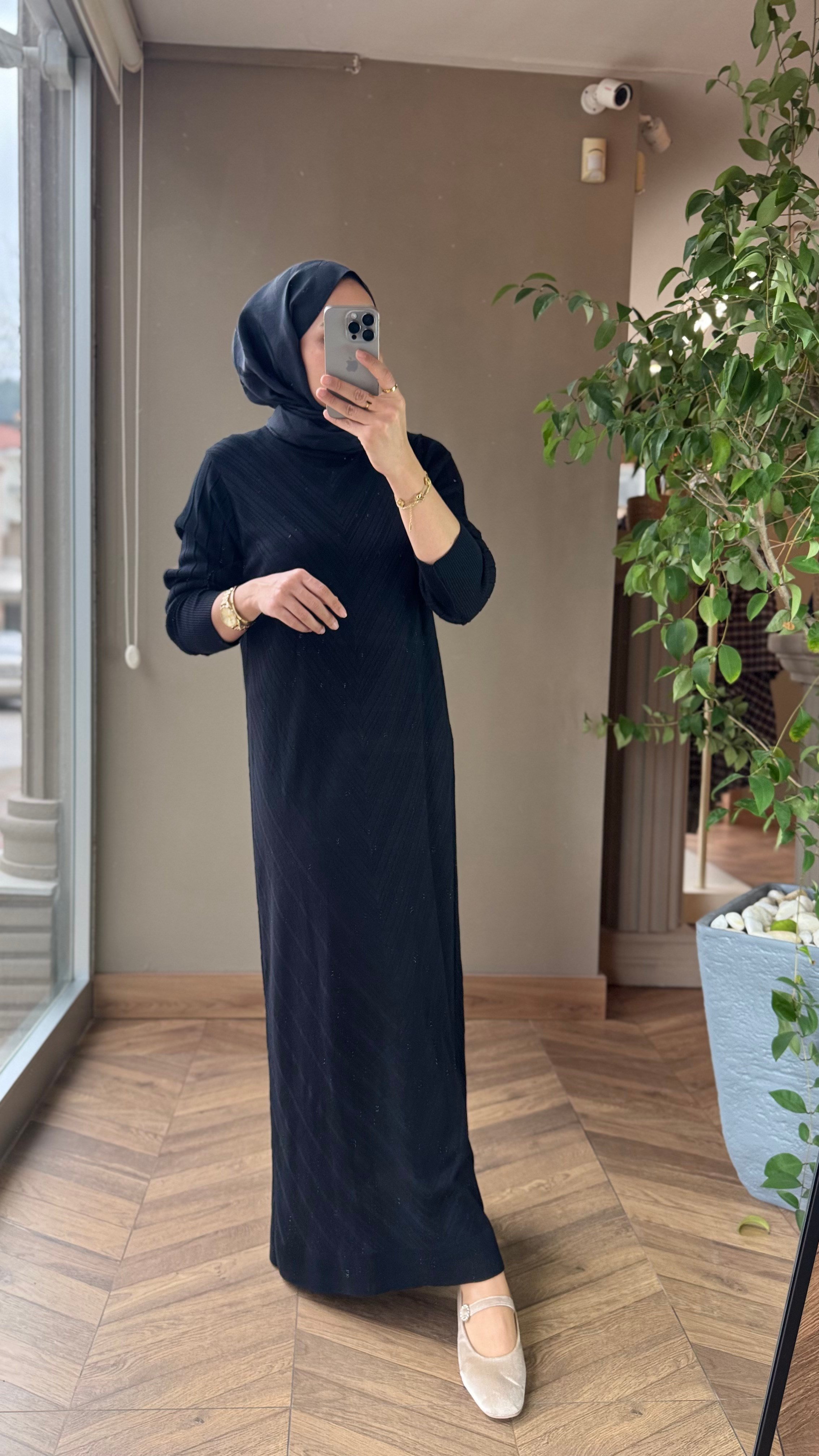 Viona Fitilli Triko Elbise | Siyah