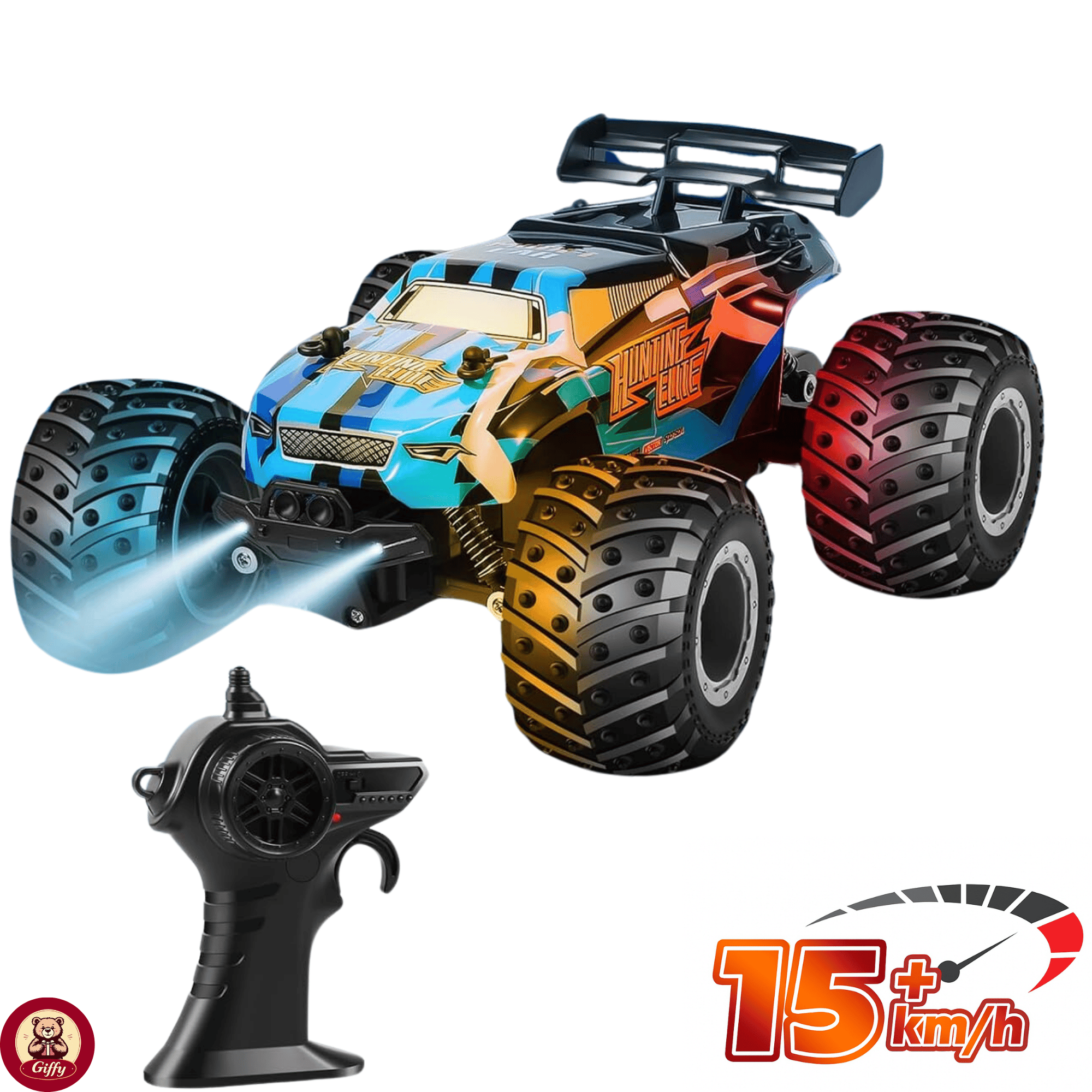 Oyuncak 2.4 GHz Uzaktan Kumandalı Şarjlı Led Işıklı Drift Atan 15 Km Hız Off Road 45 Dk Batarya (Mavi)