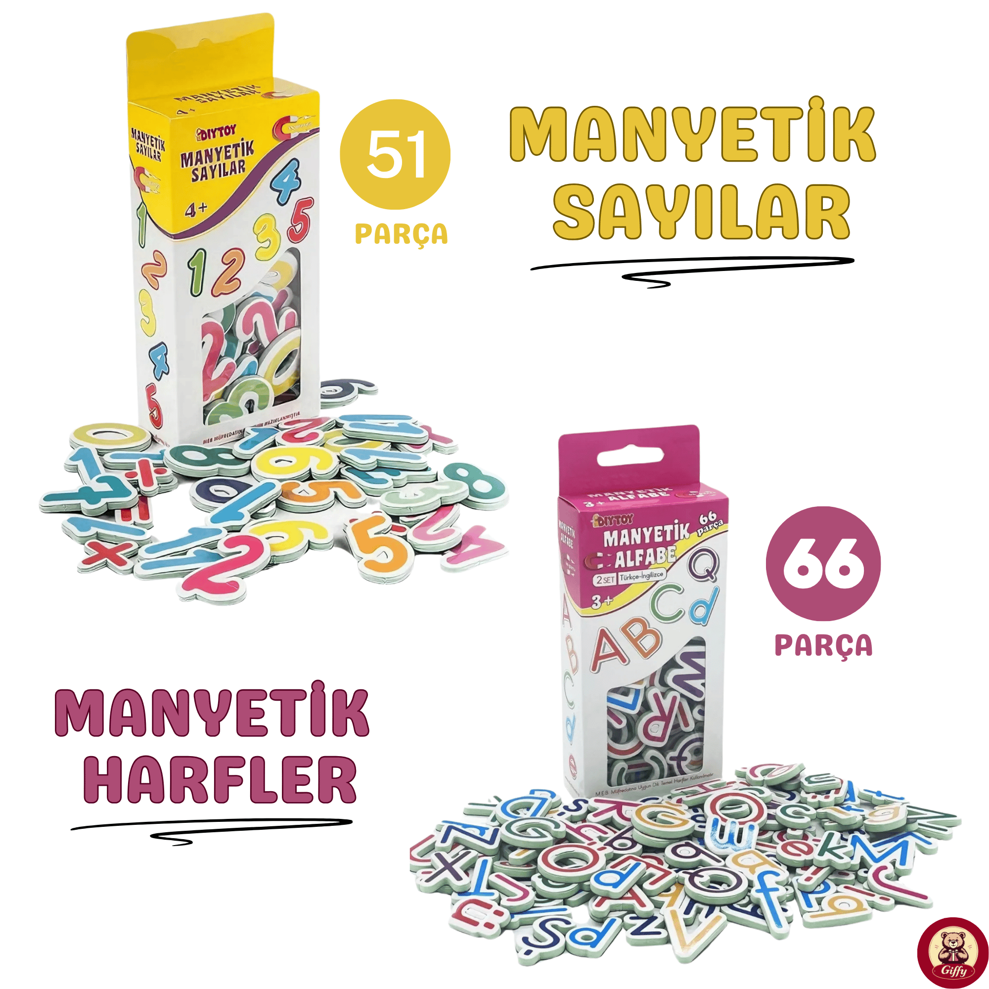 Oyuncak Manyetik Mıknatıslı Türkçe - İngilizce Harfler ve Sayılar Eğitici Alfabe ve Sayı Magnet