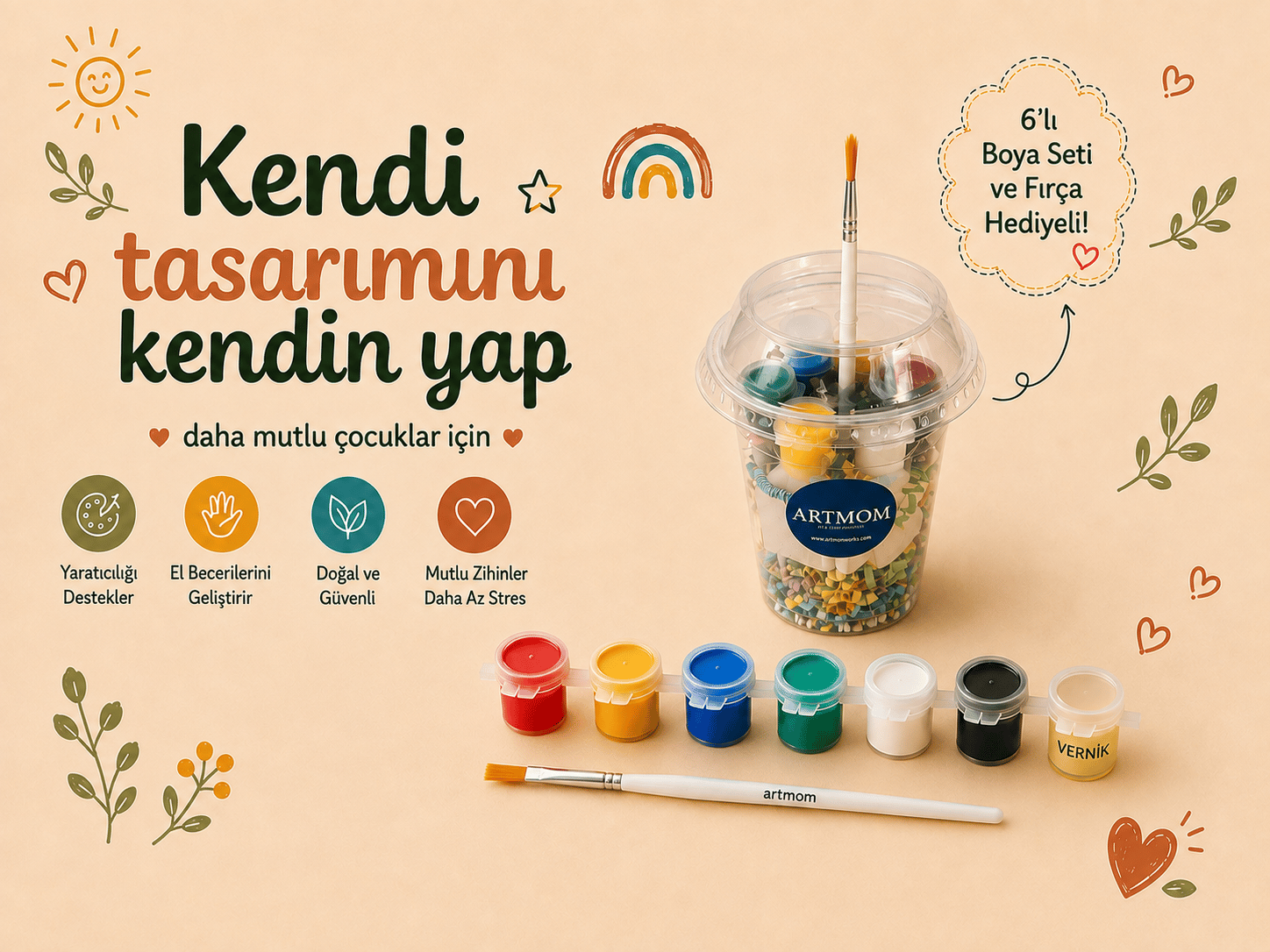 Seramik Boyama Bardak 4lü Figür-3
