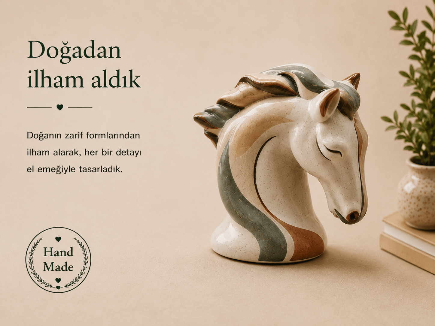 Seramik Dekoratif At Heykeli