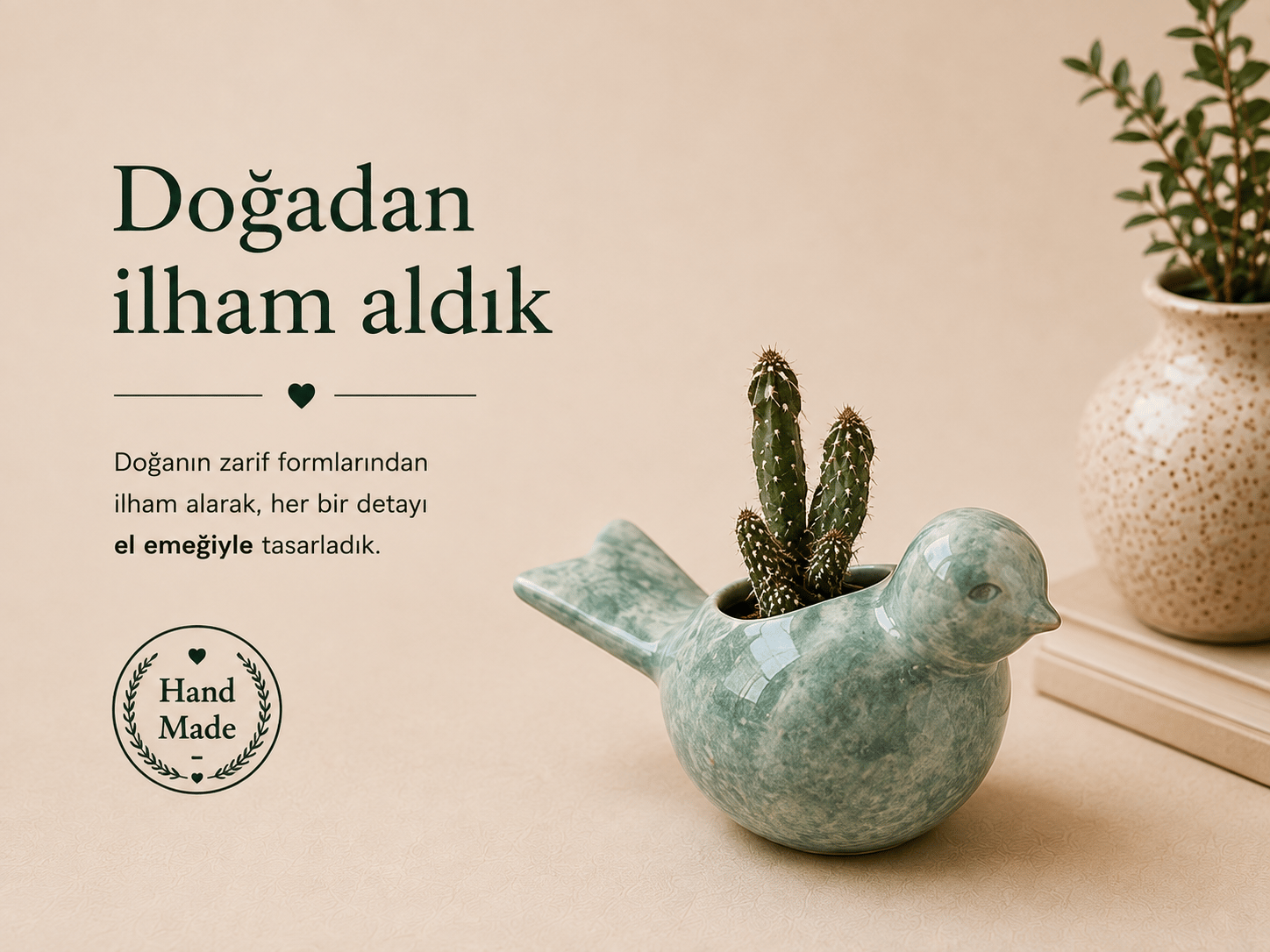 Seramik Dekoratif Kuşlu Saksı