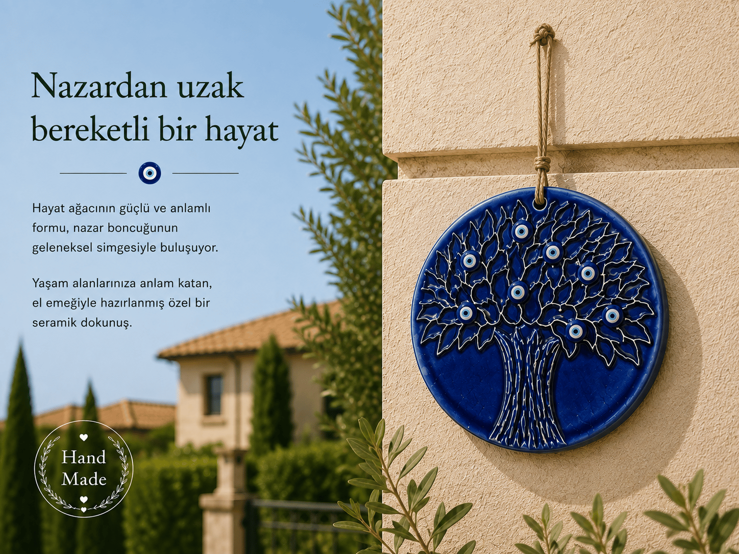 Seramik Nazar Boncuklu Hayat Ağacı