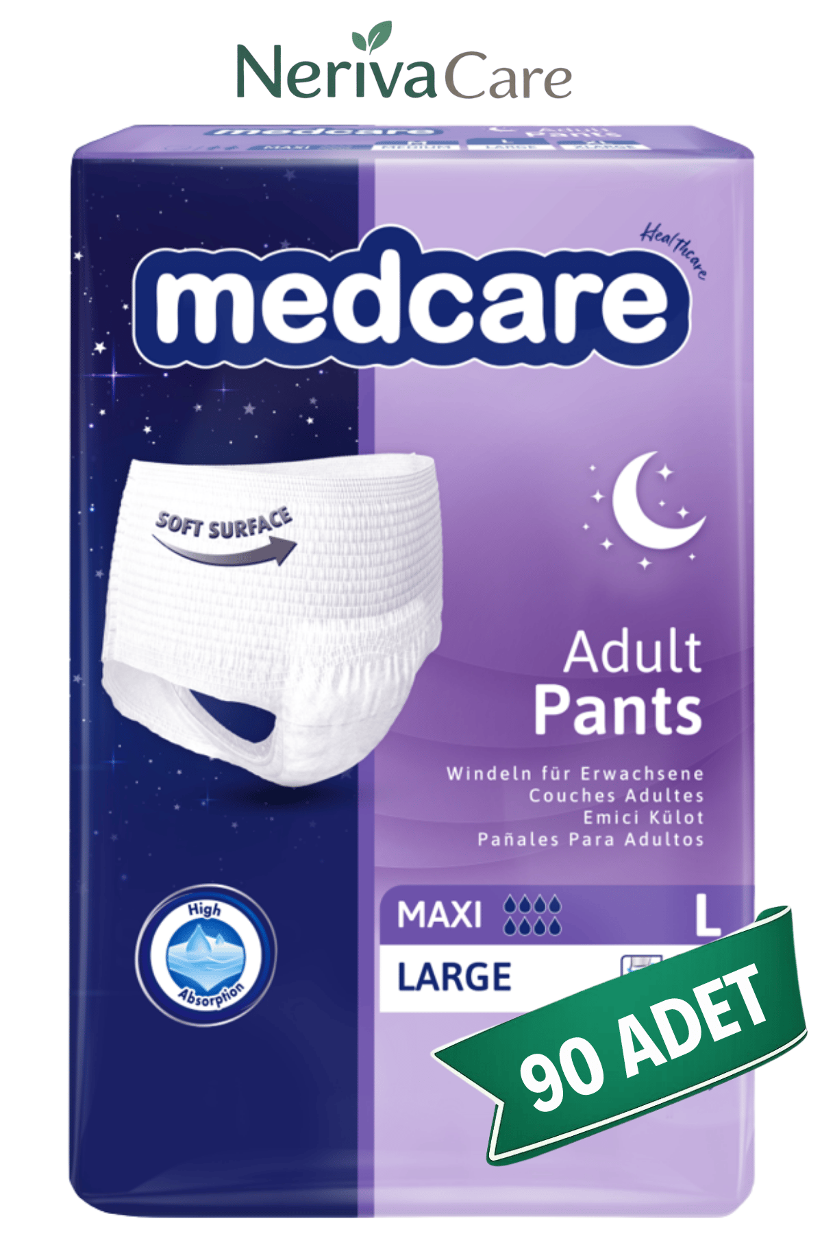 Medcare Maxi Emici Külot Hasta Bezi L Beden 90 Adet | Avantajlı PaketKülot Hasta Bezleri (Emici Külot)nerivacareMedcare Maxi Emici Külot Hasta Bezi L Beden 90 Adet | Large Boy Yüksek Emicilik