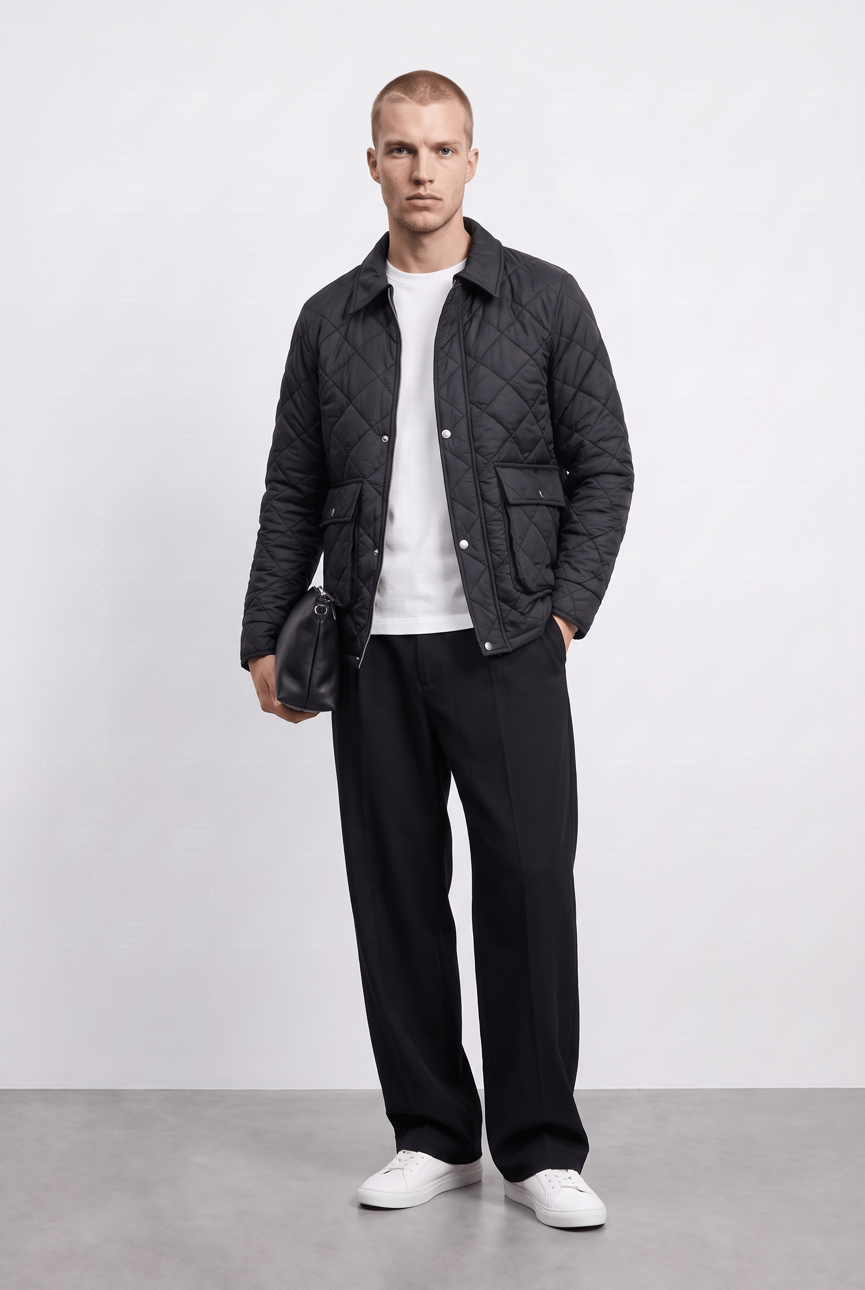 Baklava Kapitone Barbour Model Siyah Ceket