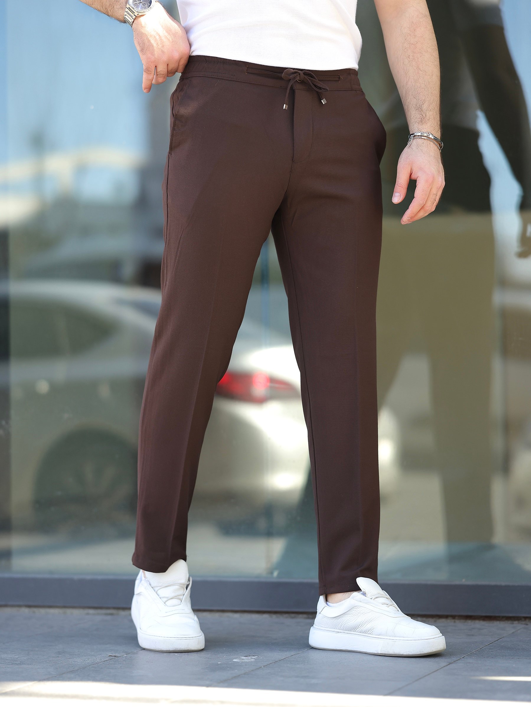 Basic Likralı Kahve Jogger Pantolon