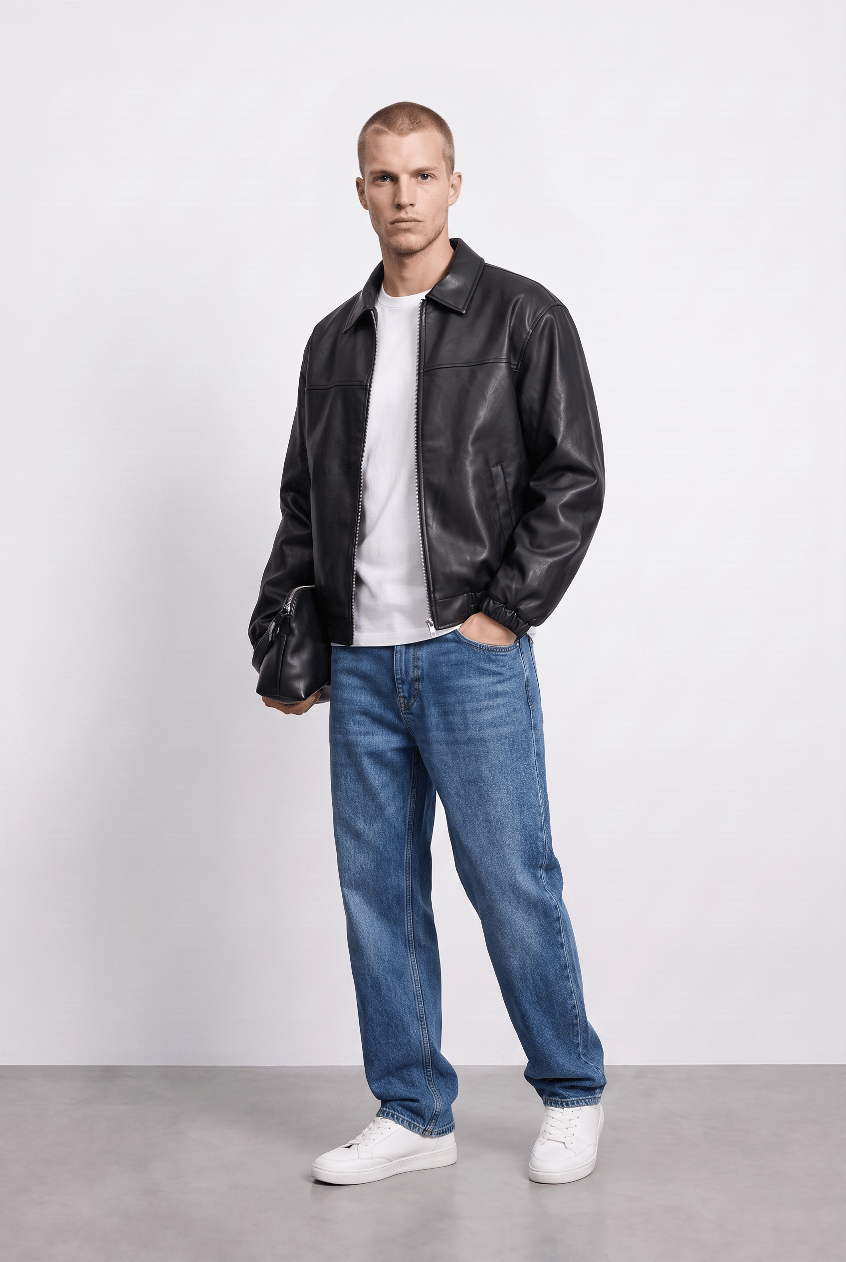Bill Basic Bomber Deri Ceket - Siyah