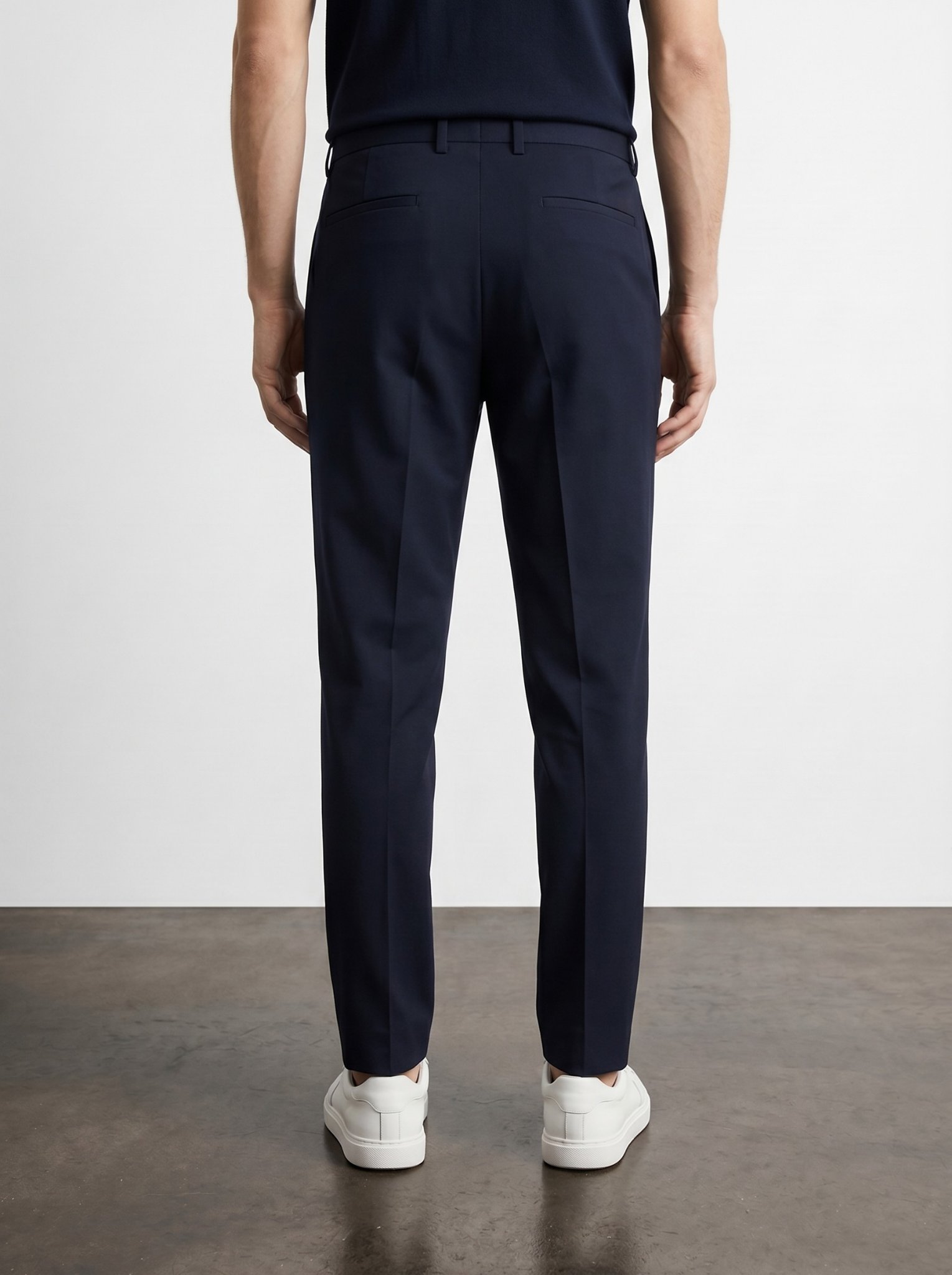 Gizli Düğme Detaylı Şık Slim Fit Lacivert Kumaş Pantolon